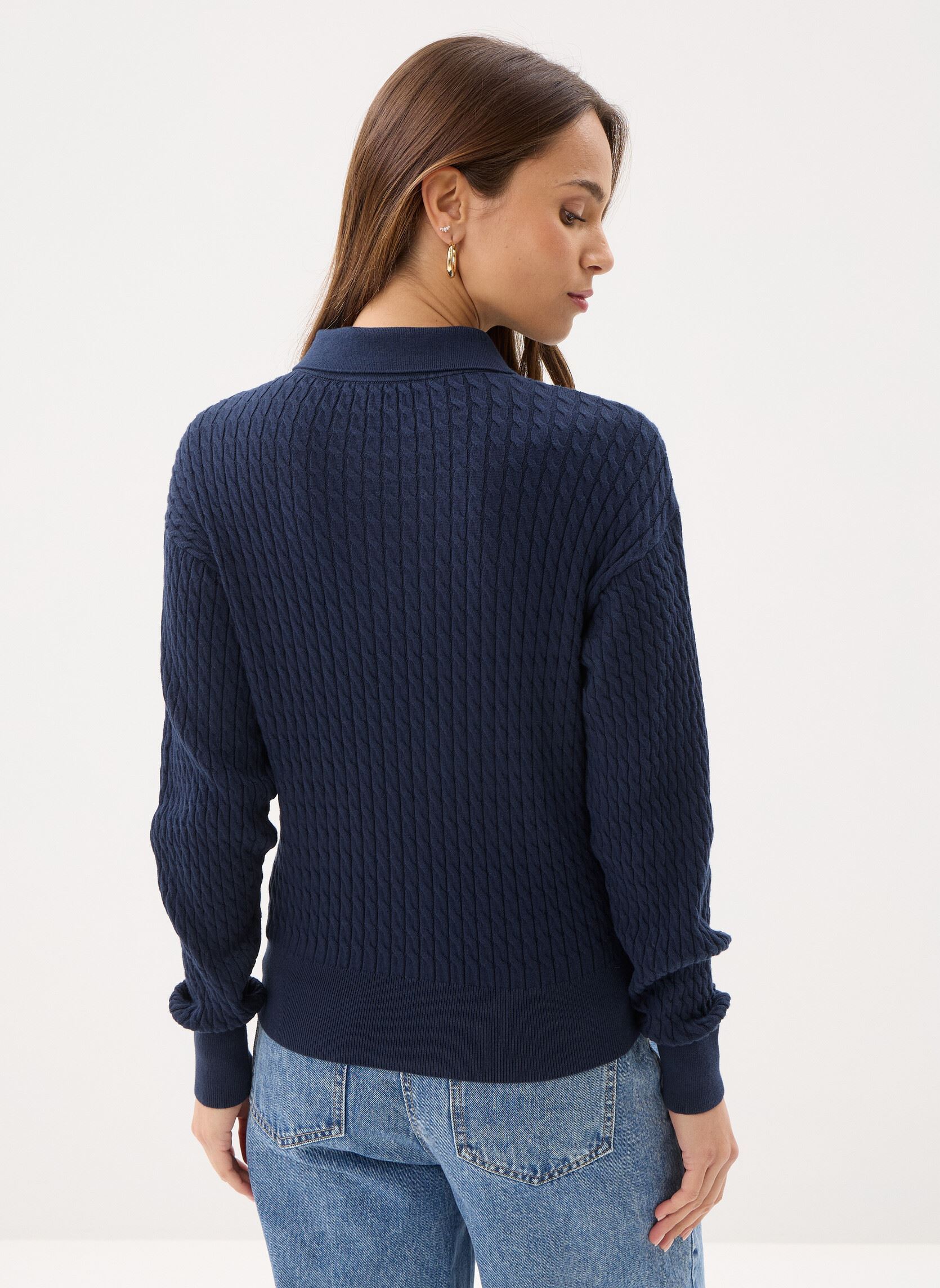Pullover Co Cable Fine Gg Rlx WW0WW48475 damen blau Tommy Hilfiger Pullover Co Cable Fine Gg Rlx WW0WW48475 damen blau DARK NIGHT NAVY