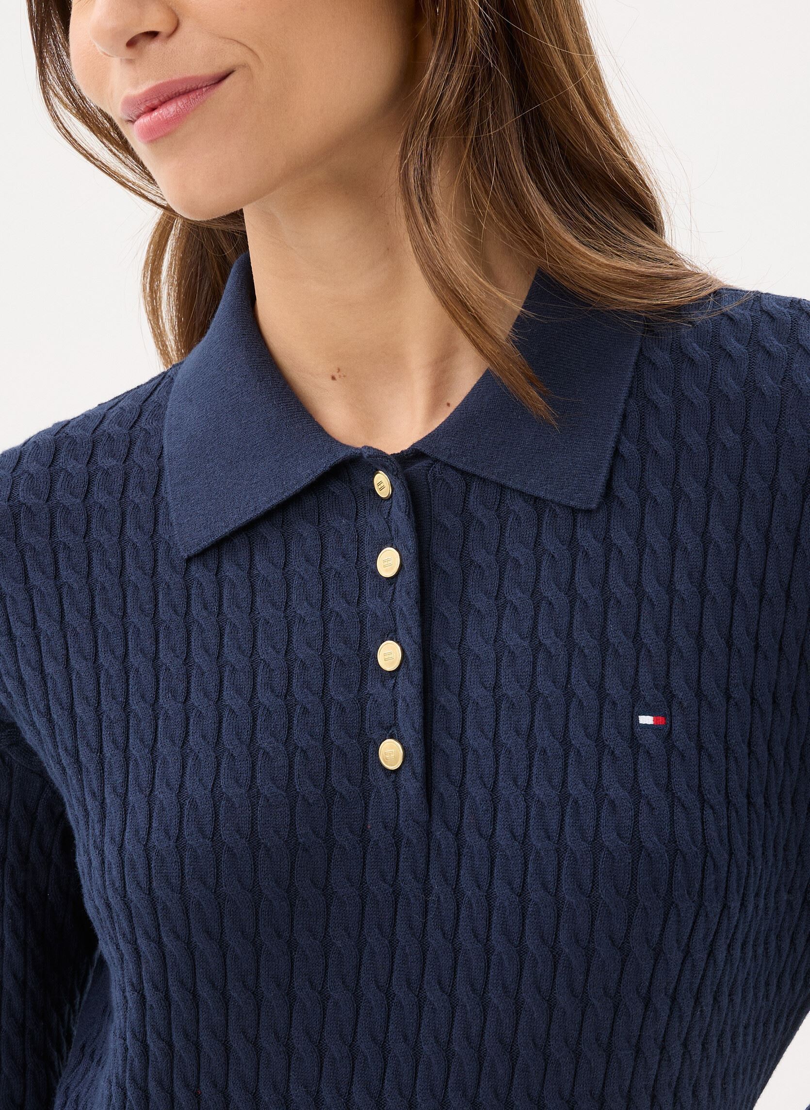 Pullover Co Cable Fine Gg Rlx WW0WW48475 damen blau Tommy Hilfiger Pullover Co Cable Fine Gg Rlx WW0WW48475 damen blau DARK NIGHT NAVY