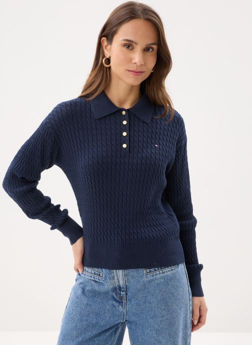 Tommy Hilfiger Pulls Co Cable Fine Gg Rlx WW0WW48475 femme bleu