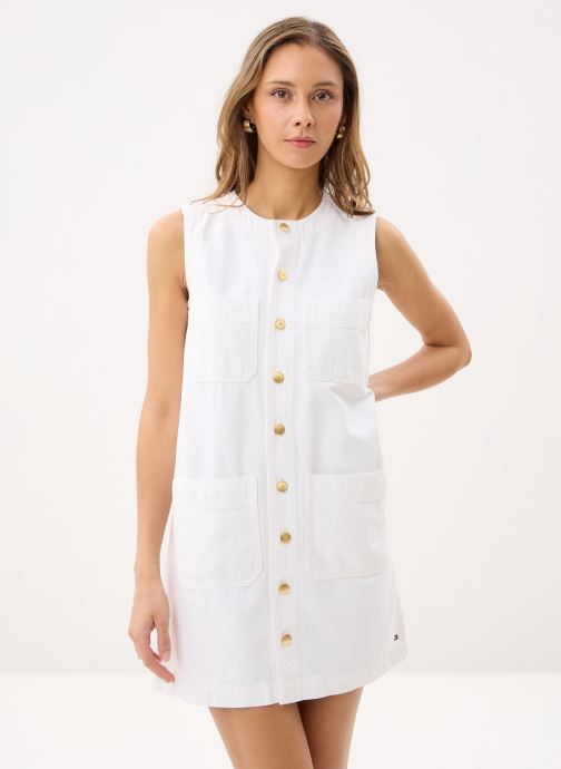 Tommy Hilfiger Kleider Dnm Clr Sl Mini Dres WW0WW48584 damen weiß