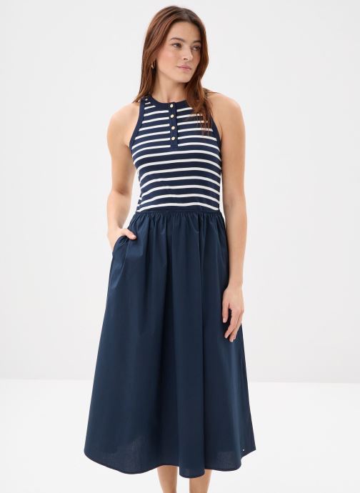 Tommy Hilfiger Jurken Gold Button Poplin M dames blauw
