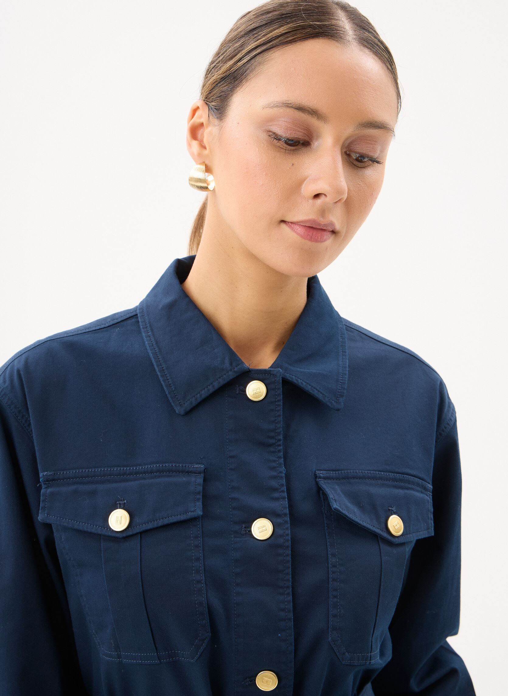 Jassen Cotton Gold Button Jacket dames blauw Tommy Hilfiger Jassen Cotton Gold Button Jacket dames blauw DARK NIGHT NAVY