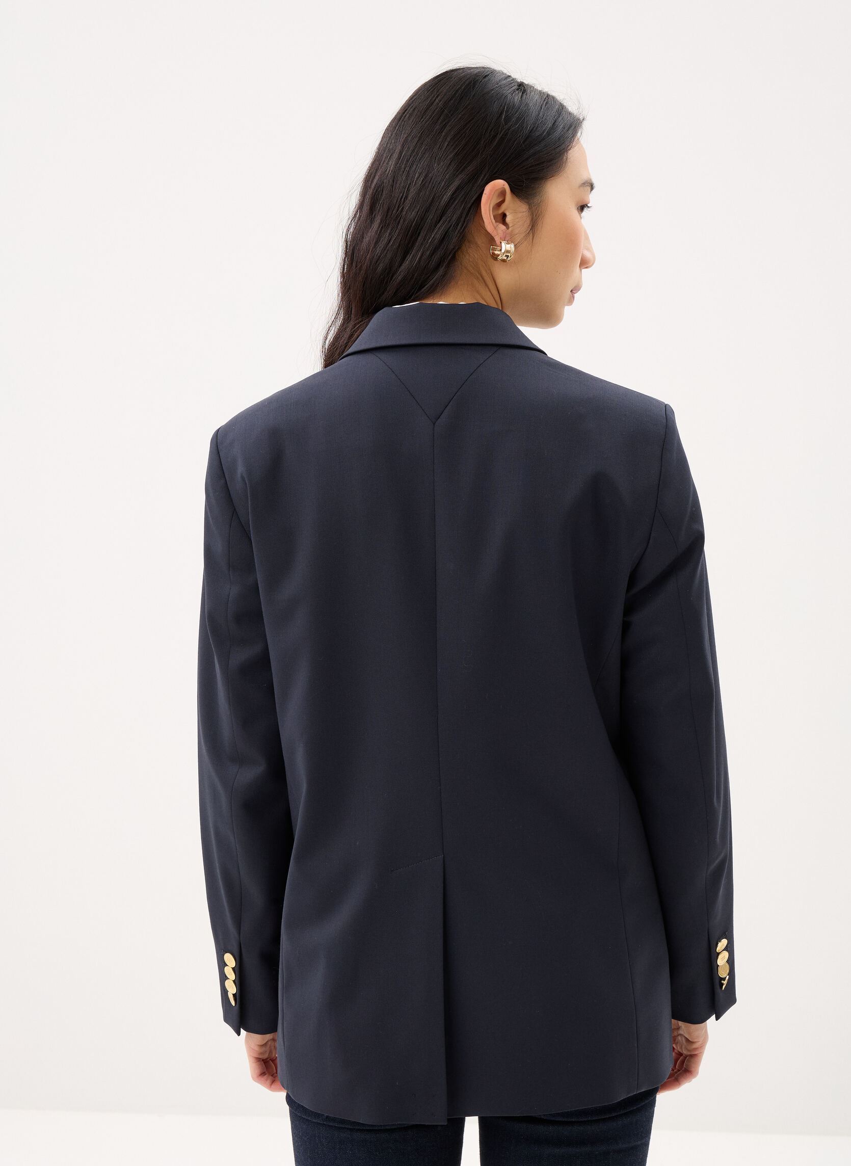 Blazer Timeless Wool Db Bla dames blauw Tommy Hilfiger Blazer Timeless Wool Db Bla dames blauw DARK NIGHT NAVY
