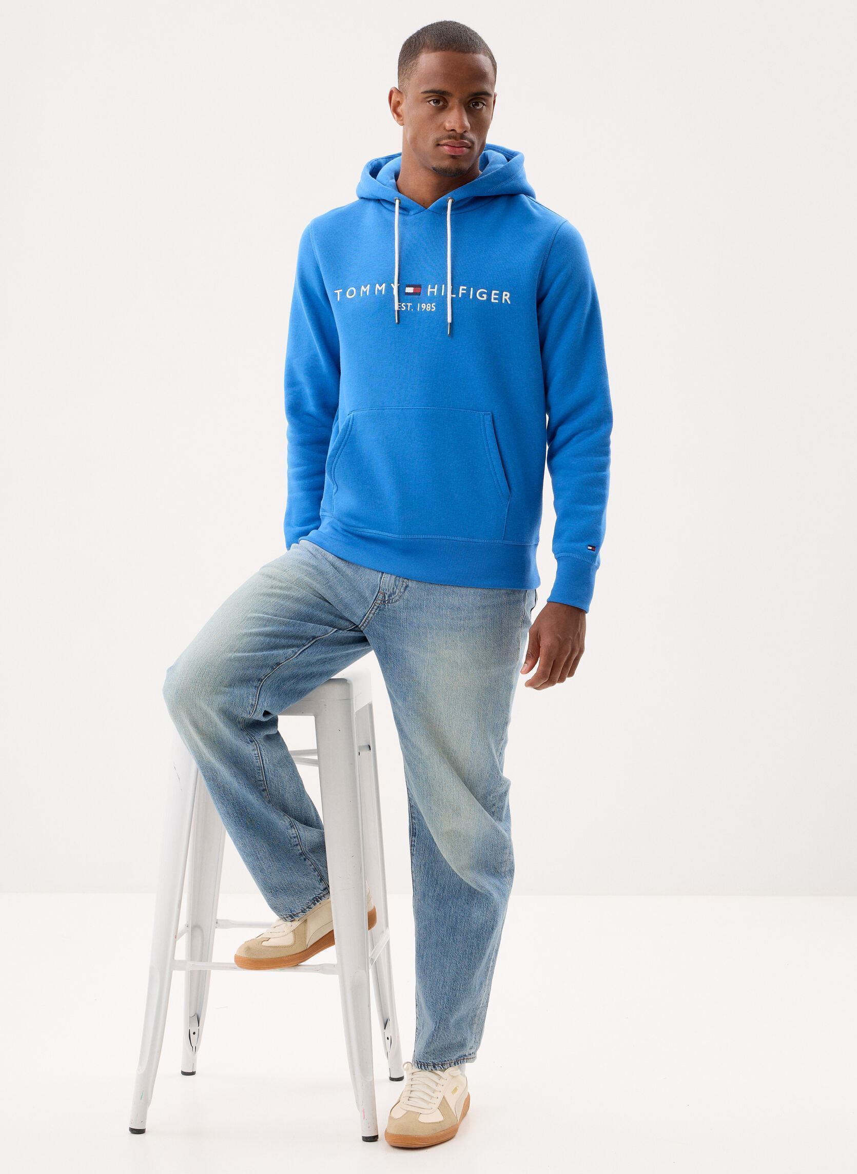 Hoodies Tommy Logo Hoodie heren blauw Tommy Hilfiger Hoodies Tommy Logo Hoodie heren blauw BLUE ORBIT