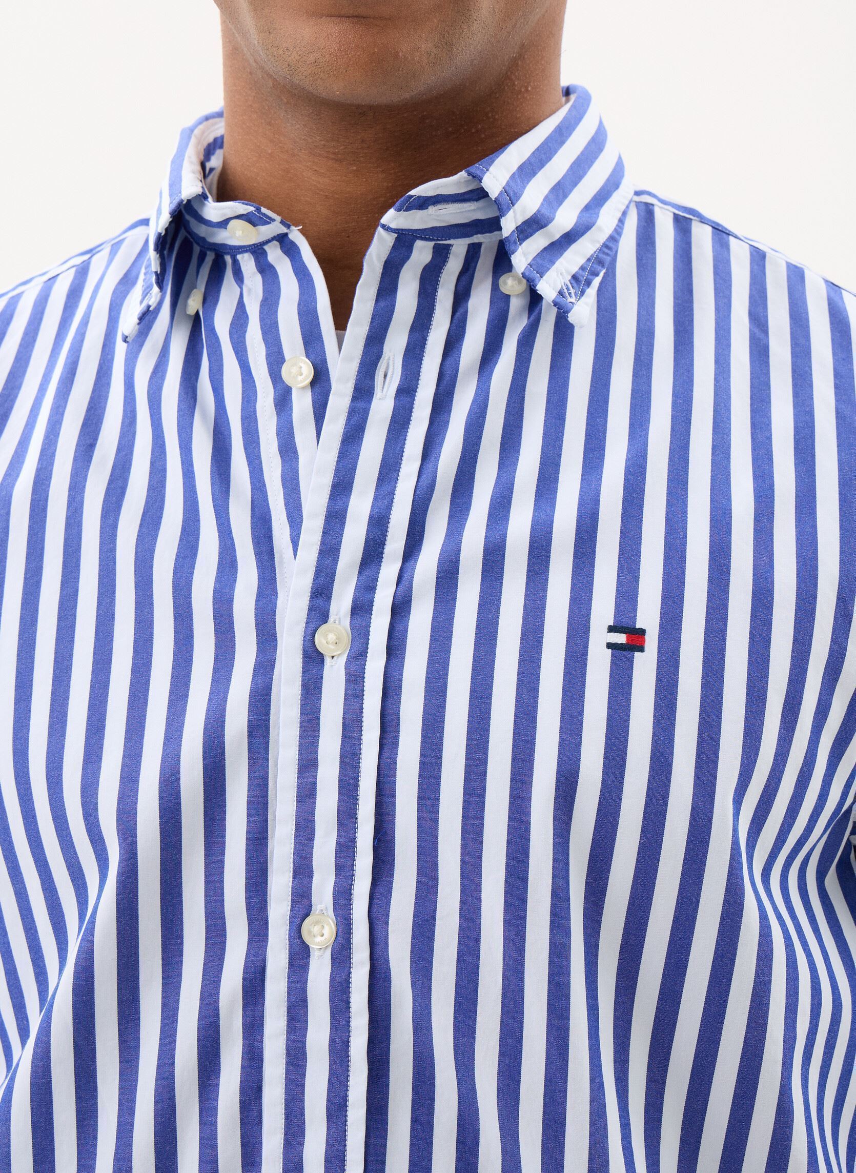 Chemises Flex Poplin Classic MW0MW42440 homme bleu Tommy Hilfiger Chemises Flex Poplin Classic MW0MW42440 homme bleu Wedge Blue / Stripe