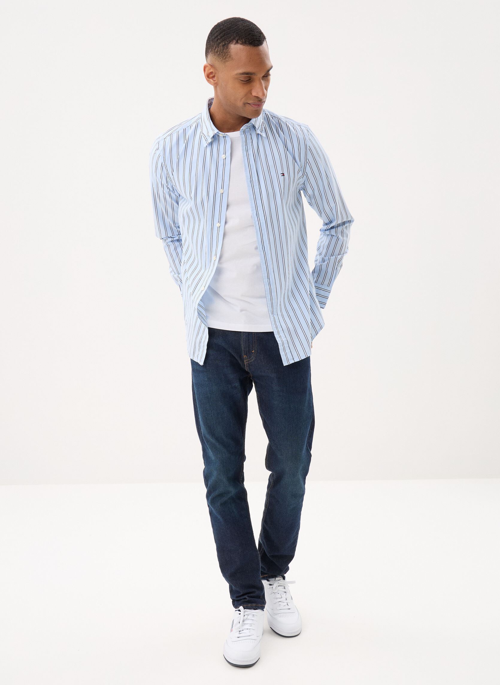 Hemden Flex Poplin Bold Str MW0MW42441 heren blauw Tommy Hilfiger Hemden Flex Poplin Bold Str MW0MW42441 heren blauw SWEET BLUE / STRIPE