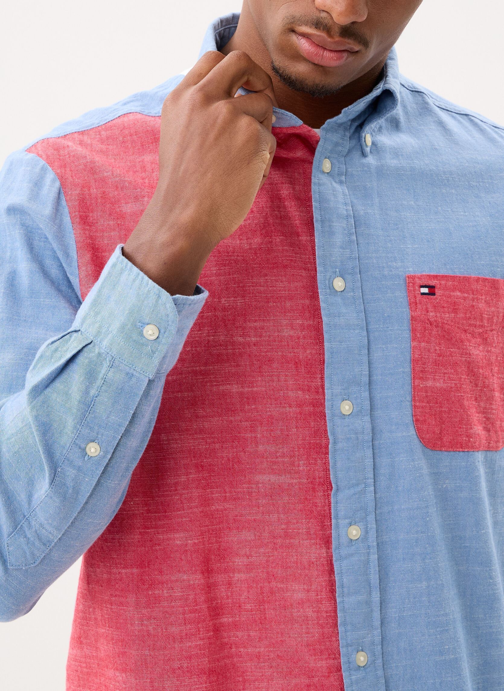 Chemises Chambray Blocking Cl MW0MW42461 homme multicolore Tommy Hilfiger Chemises Chambray Blocking Cl MW0MW42461 homme multicolore RED CHAMBRAY BLOCKING