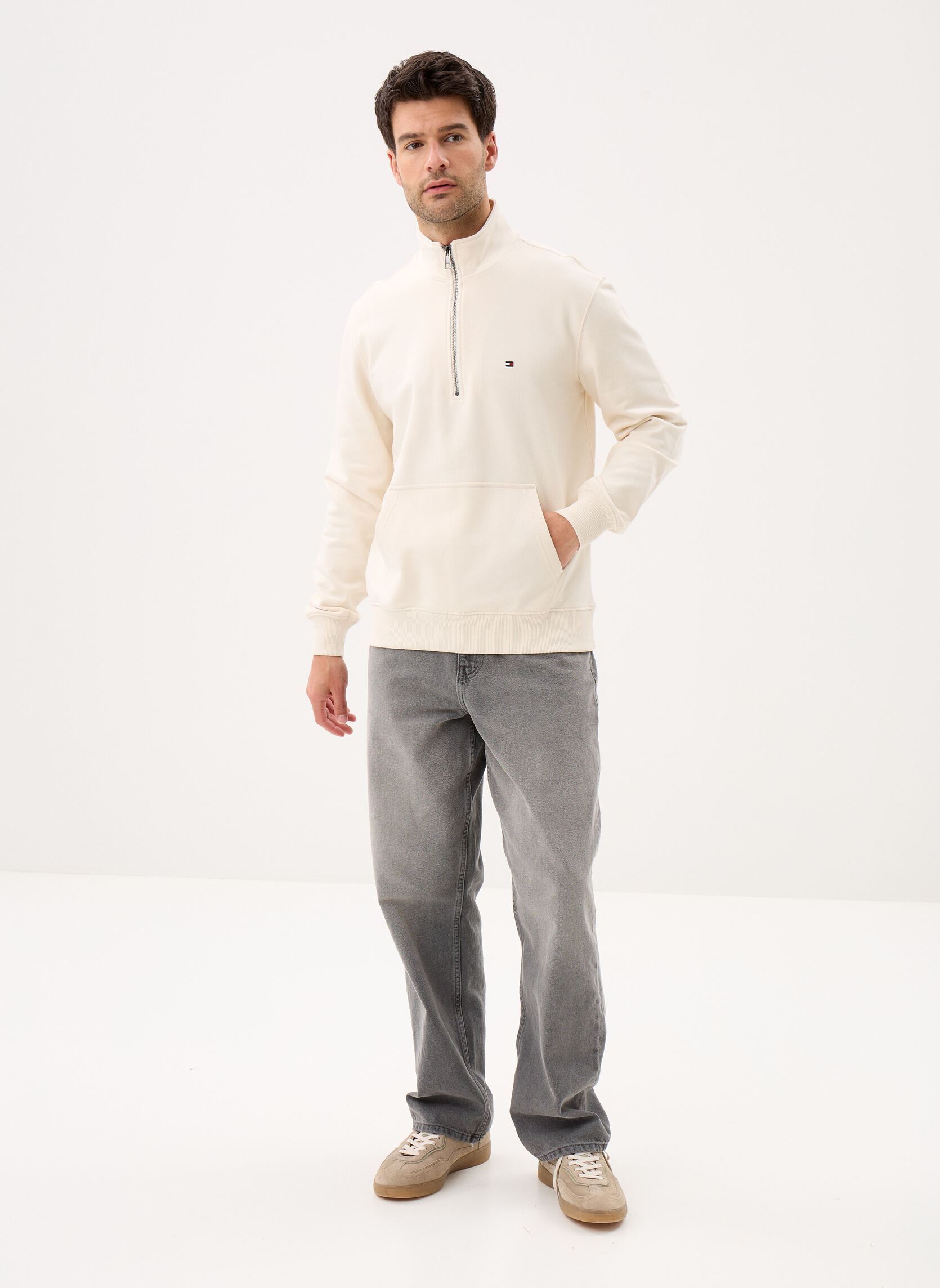 Sweaters met rits Essential Terry New MW0MW43115 heren wit Tommy Hilfiger Sweaters met rits Essential Terry New MW0MW43115 heren wit IVORY PETAL