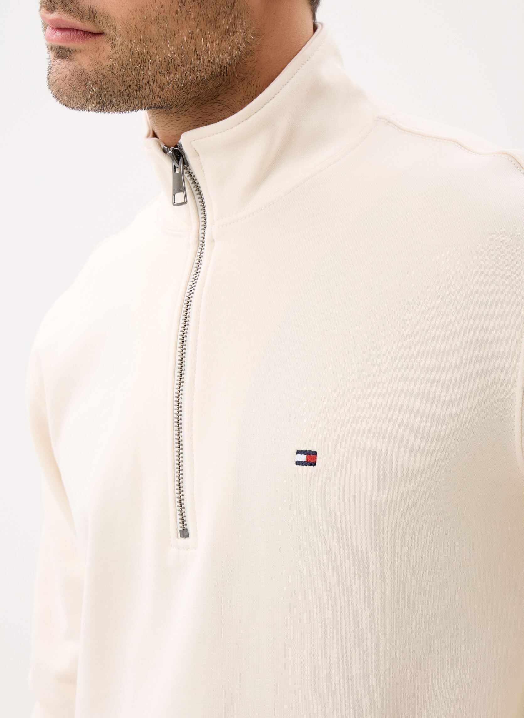 Sweaters met rits Essential Terry New MW0MW43115 heren wit Tommy Hilfiger Sweaters met rits Essential Terry New MW0MW43115 heren wit IVORY PETAL