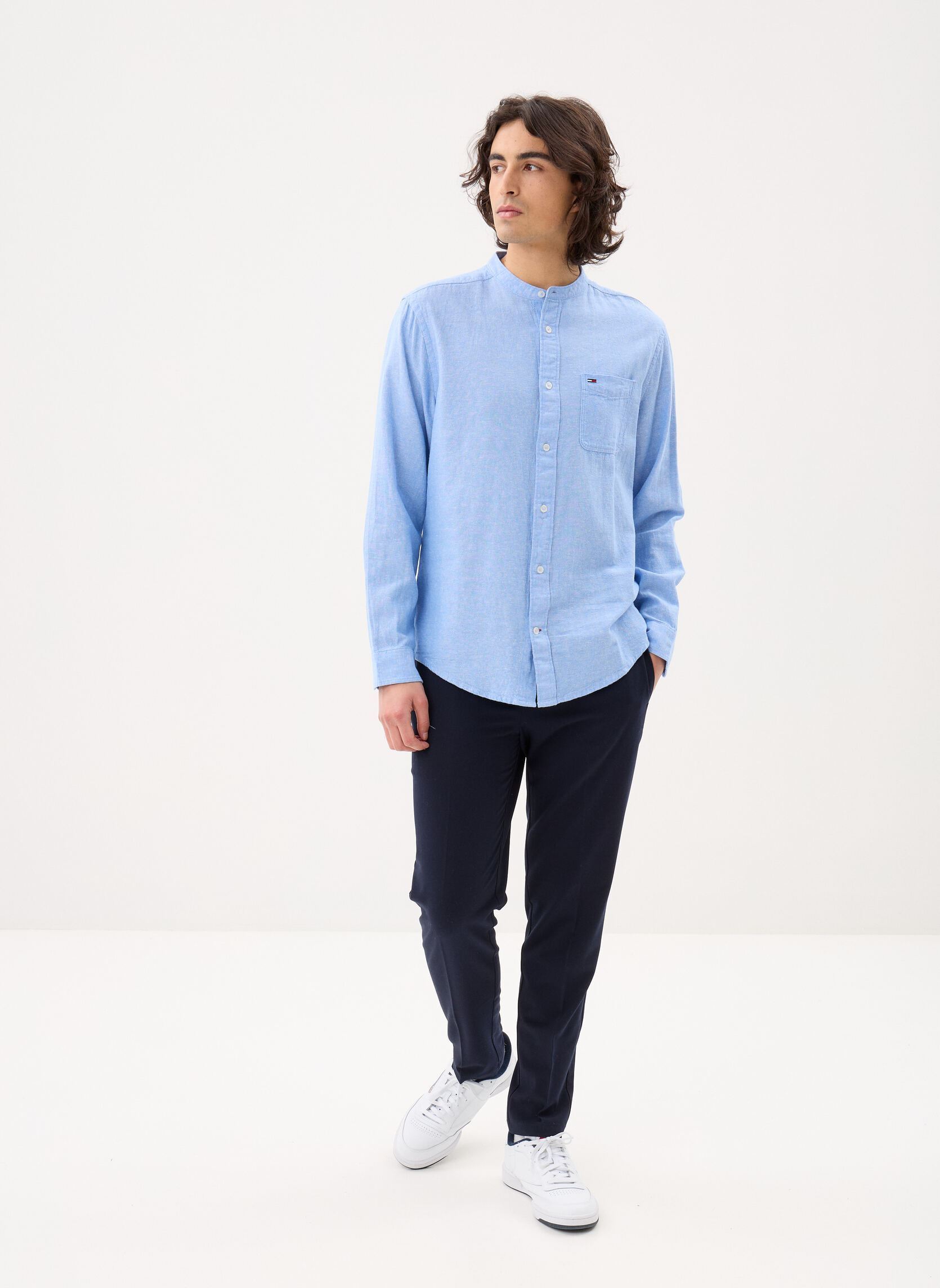 Hemden Tjm Reg Linen Mx Ban DM0DM22756 herren blau Tommy Jeans Hemden Tjm Reg Linen Mx Ban DM0DM22756 herren blau BLUE TWILIGHT