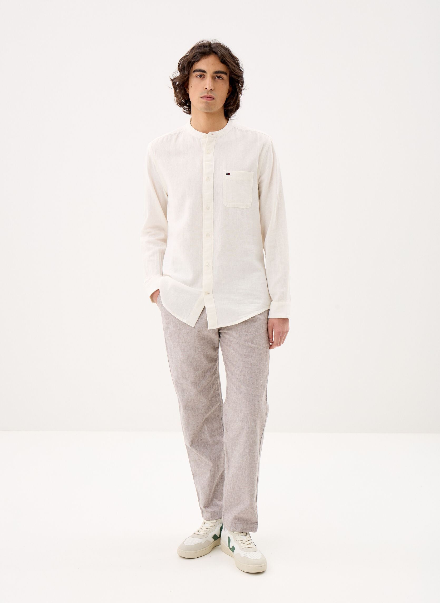 Chemises Tjm Reg Linen Mx Ban DM0DM22756 homme blanc Tommy Jeans Chemises Tjm Reg Linen Mx Ban DM0DM22756 homme blanc ECRU