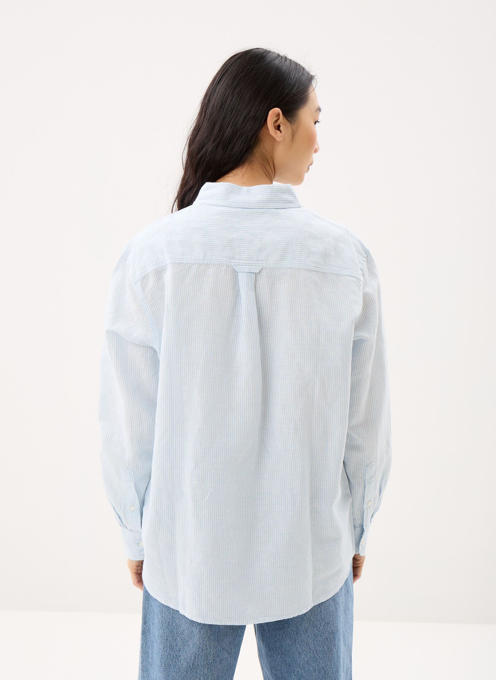 Langarm-Hemden Tjw Rlx Linen Shirt DW0DW22209 damen blau Tommy Jeans Langarm-Hemden Tjw Rlx Linen Shirt DW0DW22209 damen blau LIGHT POWDERY BLUE / STRIPE
