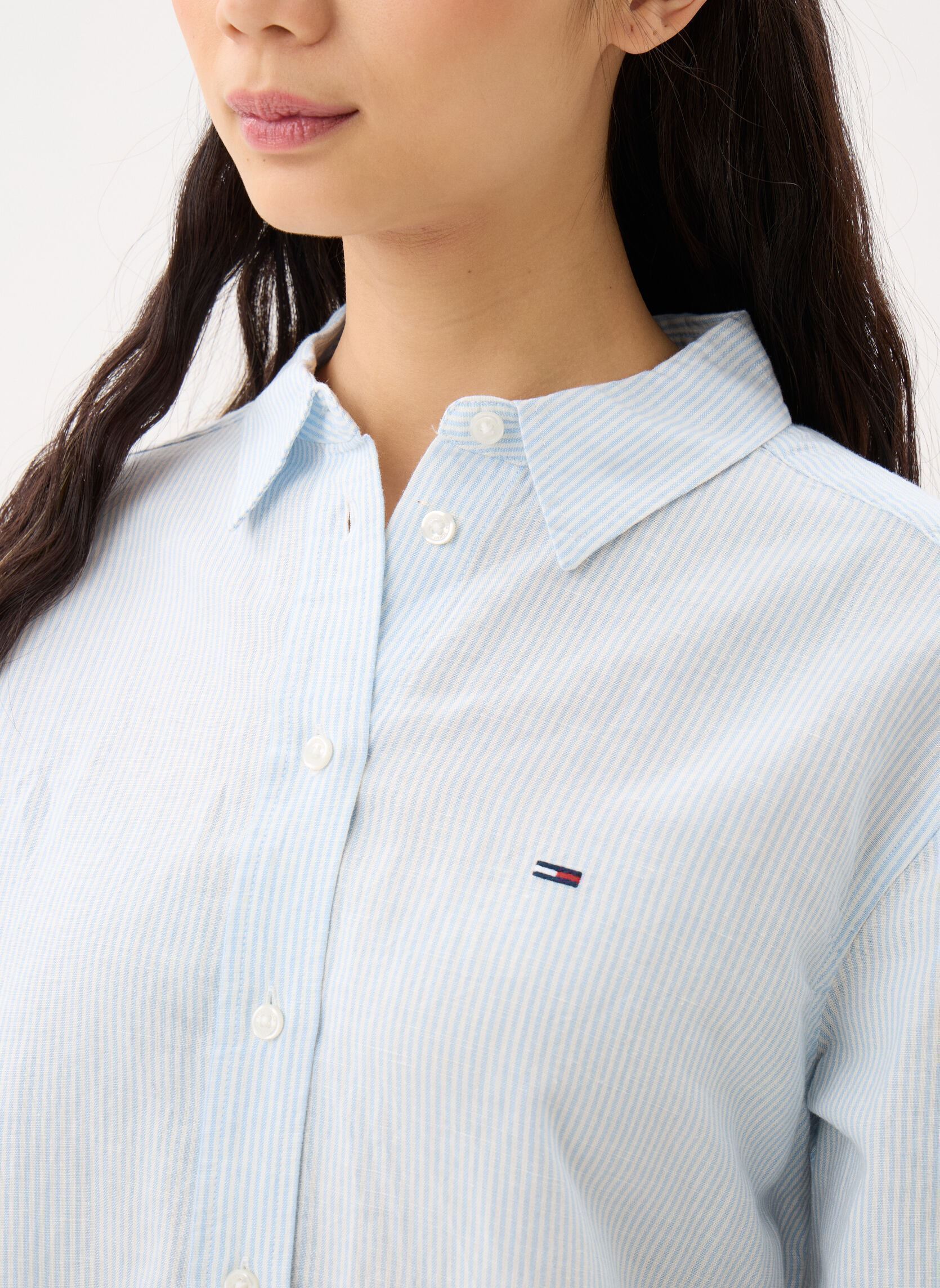 Langarm-Hemden Tjw Rlx Linen Shirt DW0DW22209 damen blau Tommy Jeans Langarm-Hemden Tjw Rlx Linen Shirt DW0DW22209 damen blau LIGHT POWDERY BLUE / STRIPE