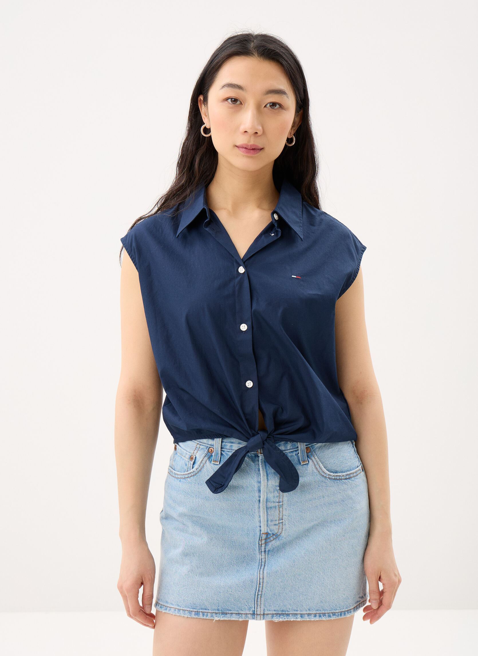 Vêtements Tommy Jeans Tjw Tie Front Poplin DW0DW22212 pour - vue 1