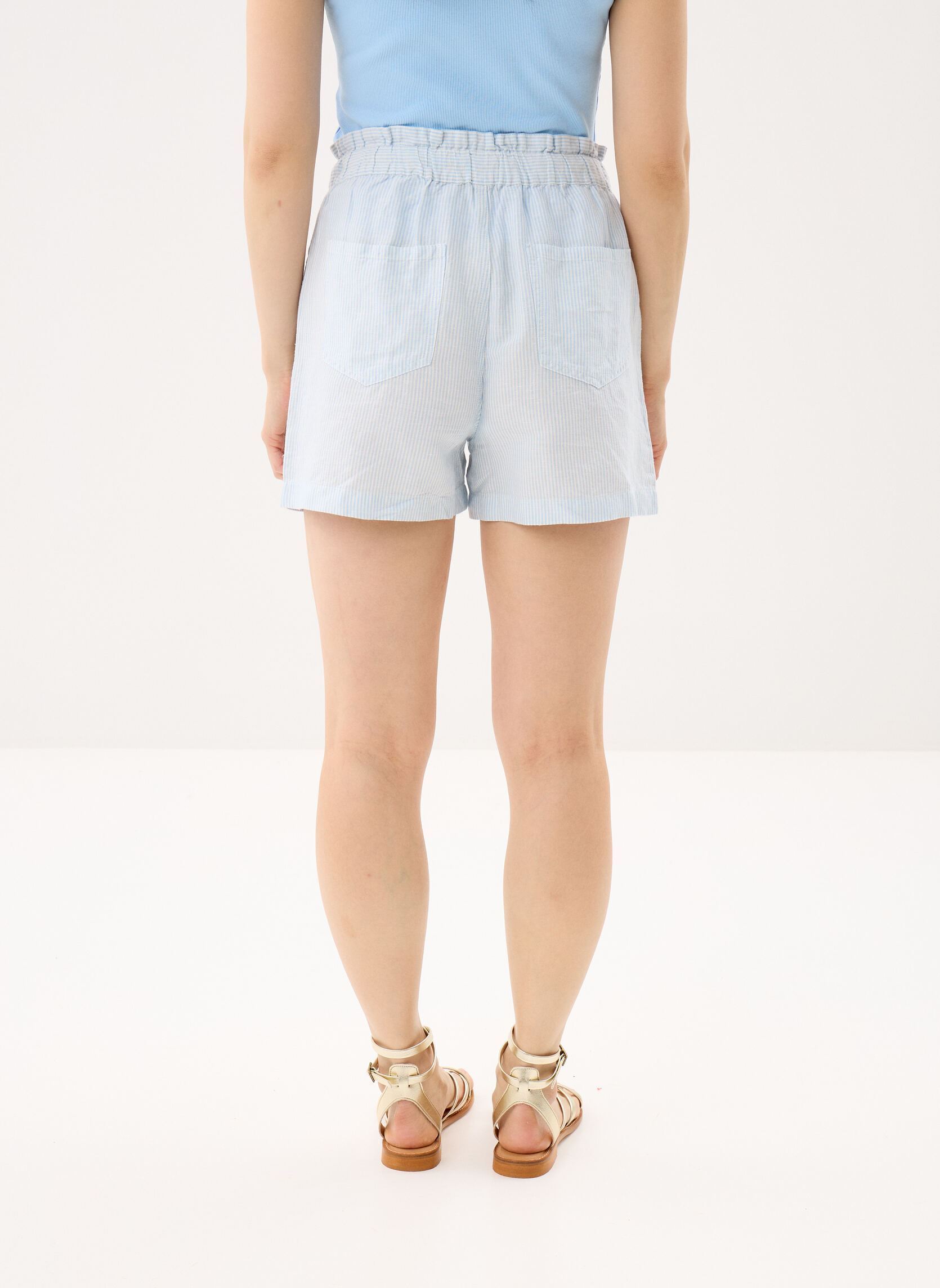 Shorts Tjw Essential Linen DW0DW22227 damen blau Tommy Jeans Shorts Tjw Essential Linen DW0DW22227 damen blau LIGHT POWDERY BLUE / STRIPE