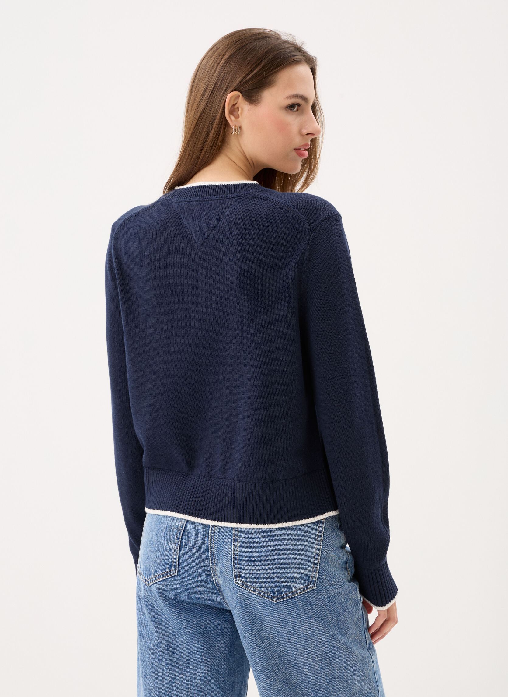 Pullover Tjw Tipping Flag Swe DW0DW22316 damen blau Tommy Jeans Pullover Tjw Tipping Flag Swe DW0DW22316 damen blau DARK NIGHT NAVY