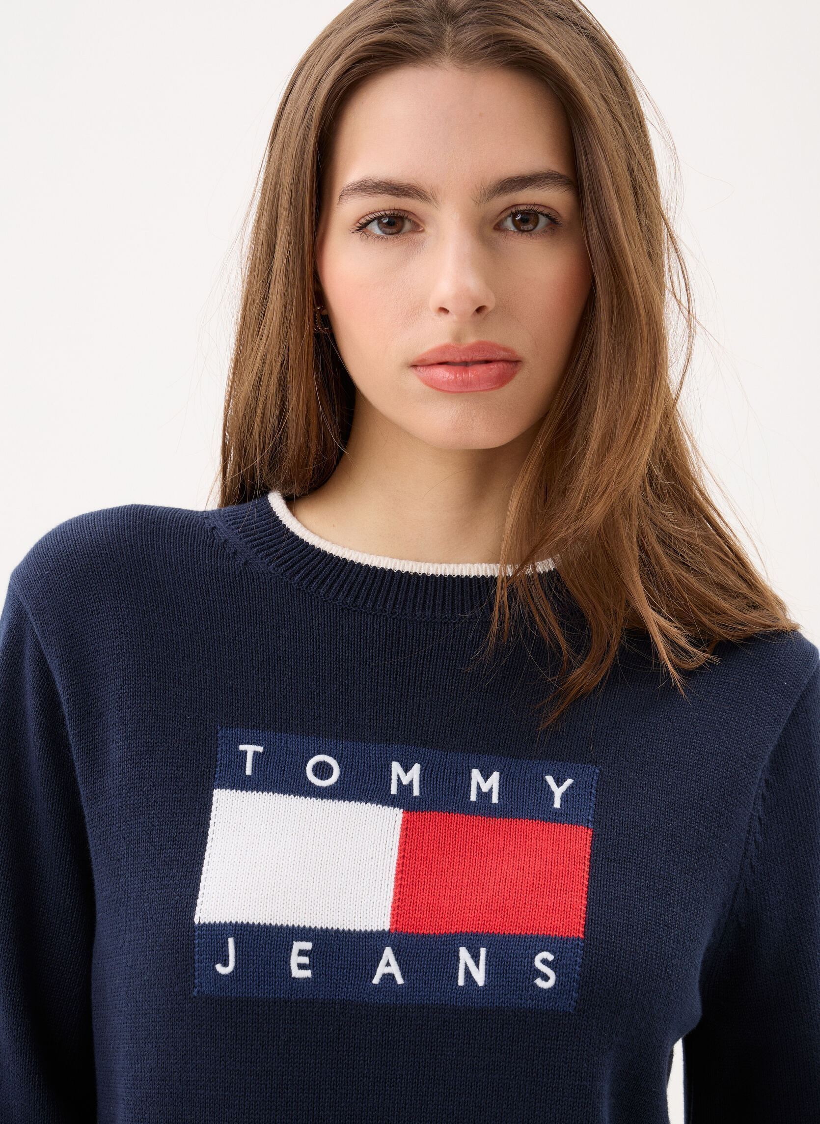 Pullover Tjw Tipping Flag Swe DW0DW22316 damen blau Tommy Jeans Pullover Tjw Tipping Flag Swe DW0DW22316 damen blau DARK NIGHT NAVY