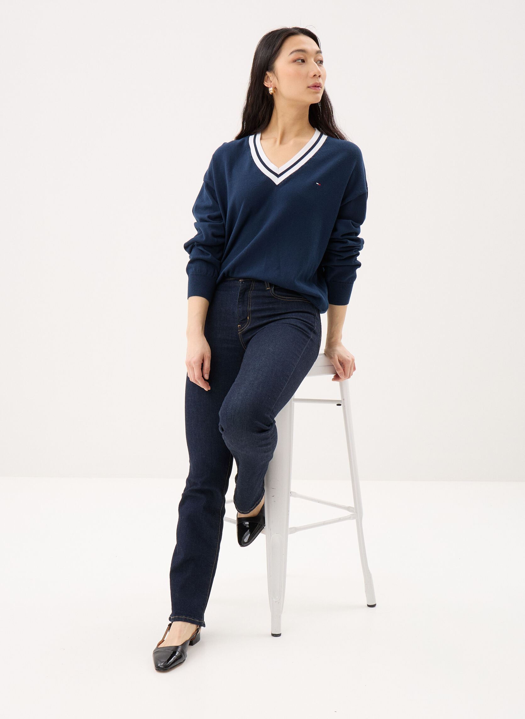 Pullover Tjw Rlx V-Neck Tippi DW0DW22778 damen blau Tommy Jeans Pullover Tjw Rlx V-Neck Tippi DW0DW22778 damen blau DARK NIGHT NAVY