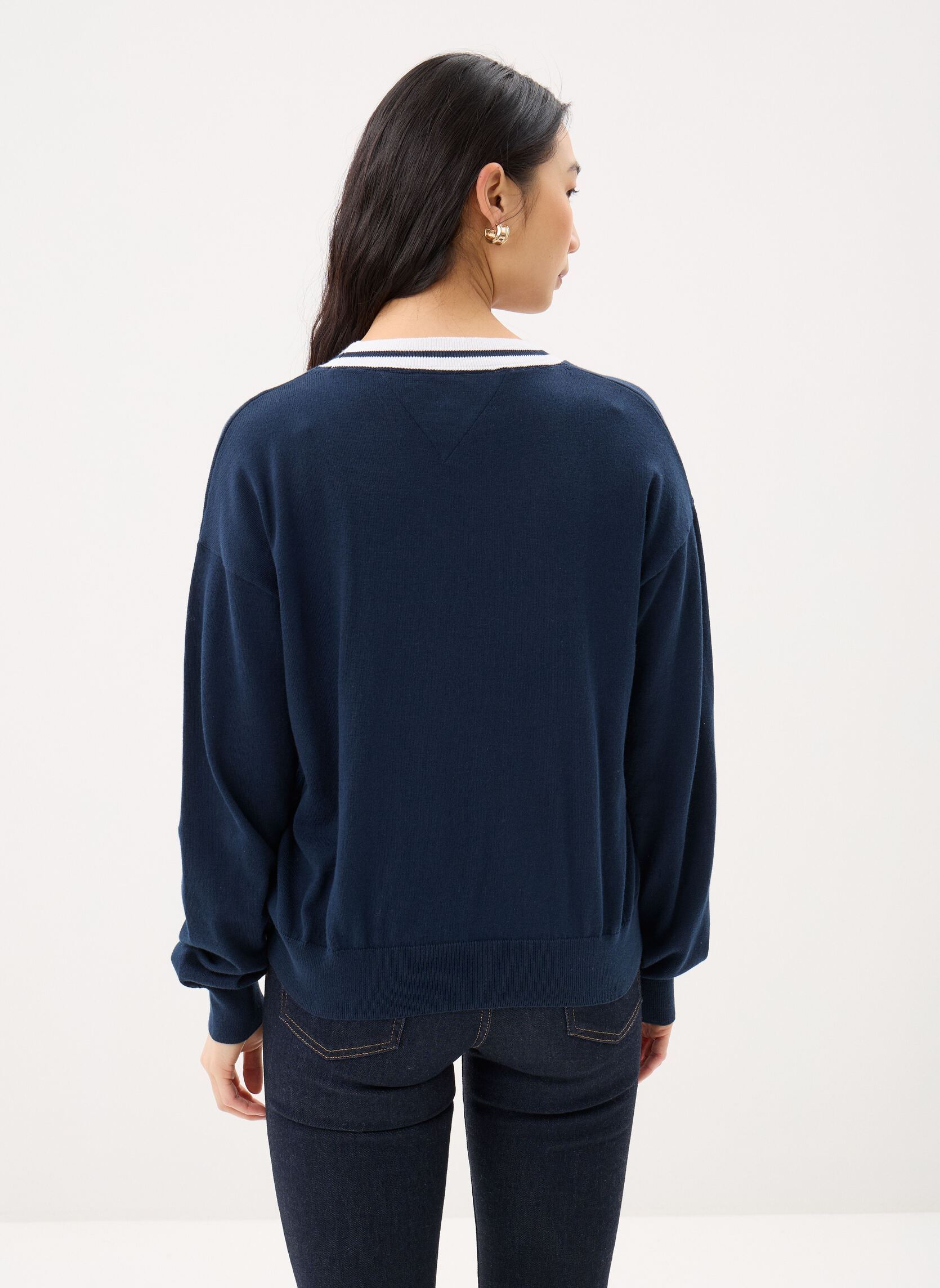 Pullover Tjw Rlx V-Neck Tippi DW0DW22778 damen blau Tommy Jeans Pullover Tjw Rlx V-Neck Tippi DW0DW22778 damen blau DARK NIGHT NAVY