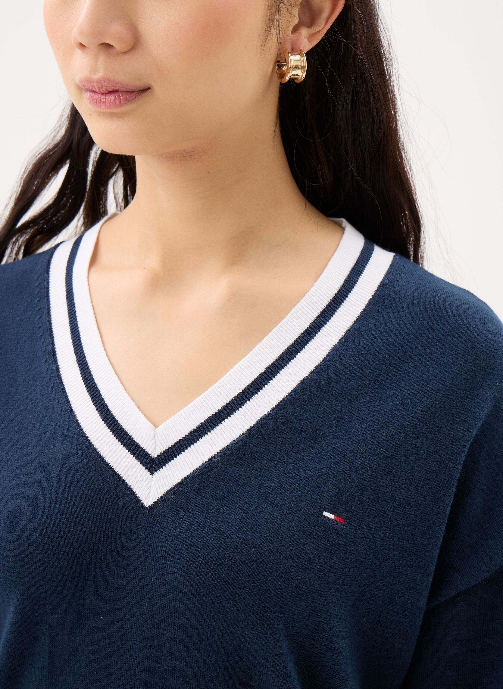 Pullover Tjw Rlx V-Neck Tippi DW0DW22778 damen blau Tommy Jeans Pullover Tjw Rlx V-Neck Tippi DW0DW22778 damen blau DARK NIGHT NAVY