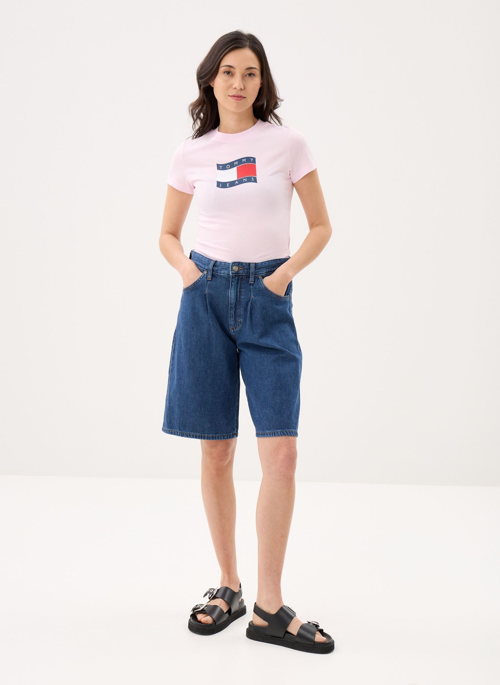 Tee-shirts manches courtes Tjw Slim Wavy Flag T DW0DW22781 femme rose Tommy Jeans Tee-shirts manches courtes Tjw Slim Wavy Flag T DW0DW22781 femme rose PEARLY PINK