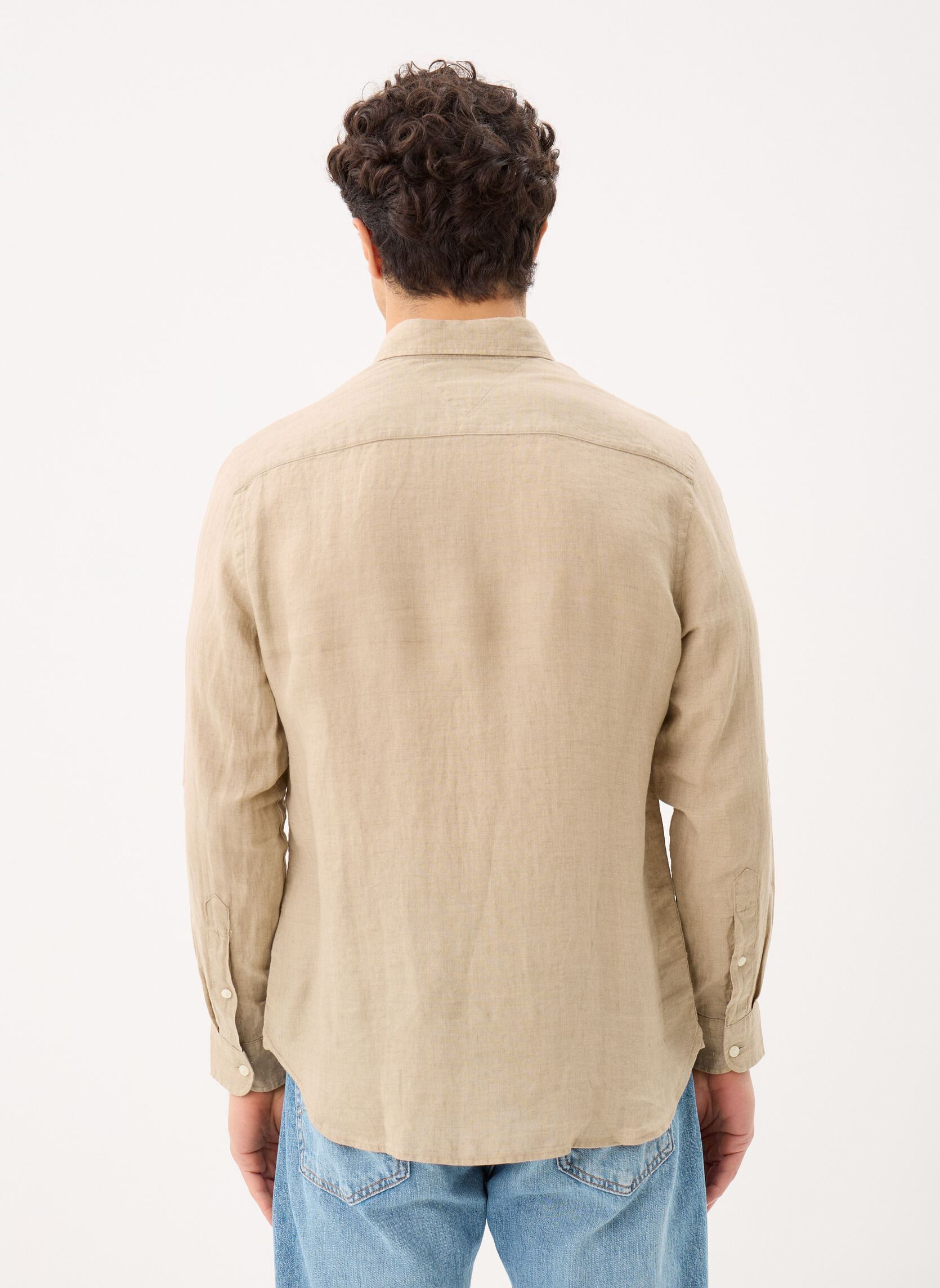Hemden Pigment Dye Stand Co MW0MW39271 heren beige Tommy Hilfiger Hemden Pigment Dye Stand Co MW0MW39271 heren beige SANDALWOOD