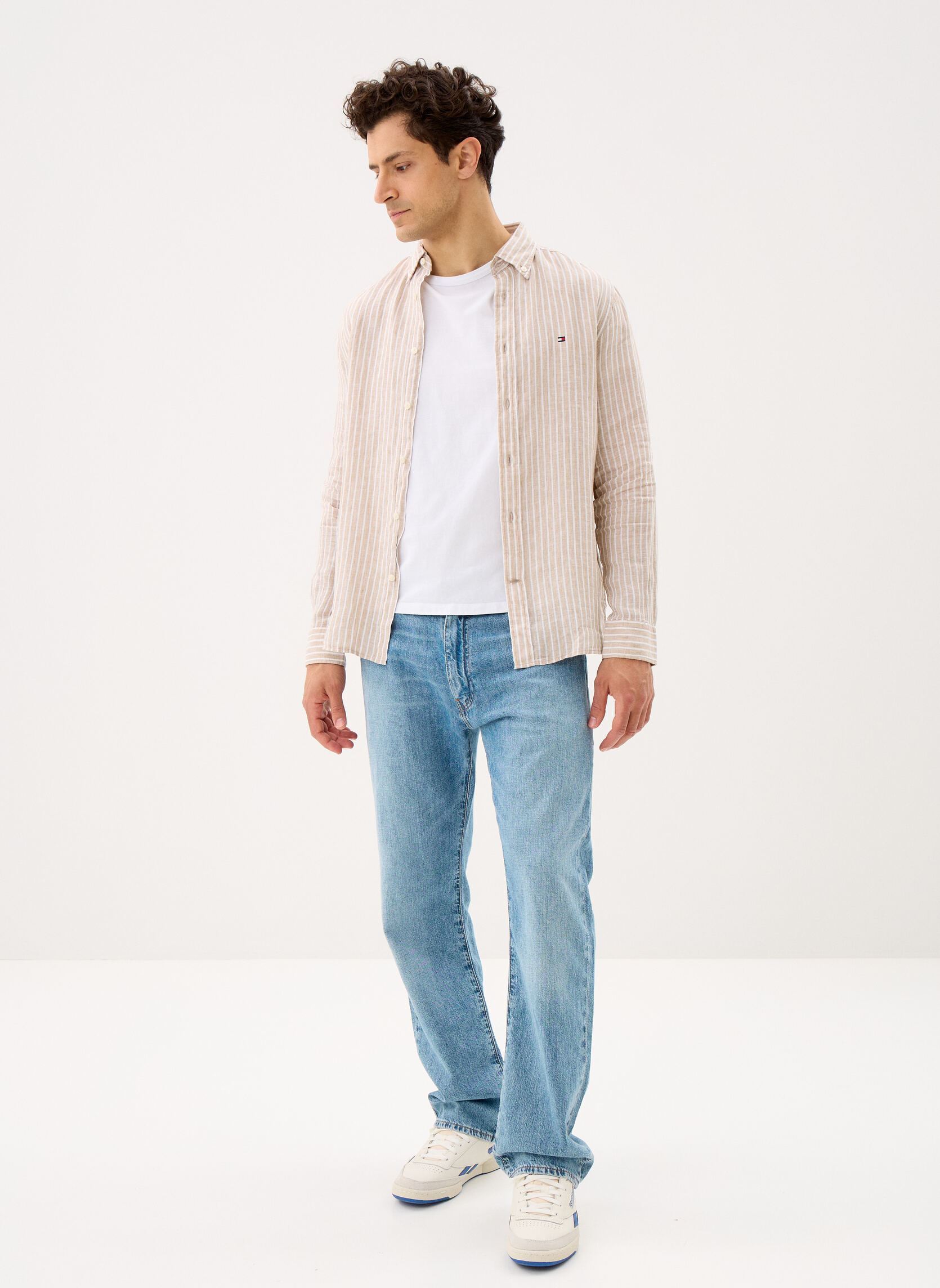 Hemden Linen Bengal Stripe herren beige Tommy Hilfiger Hemden Linen Bengal Stripe herren beige SANDALWOOD / STRIPE