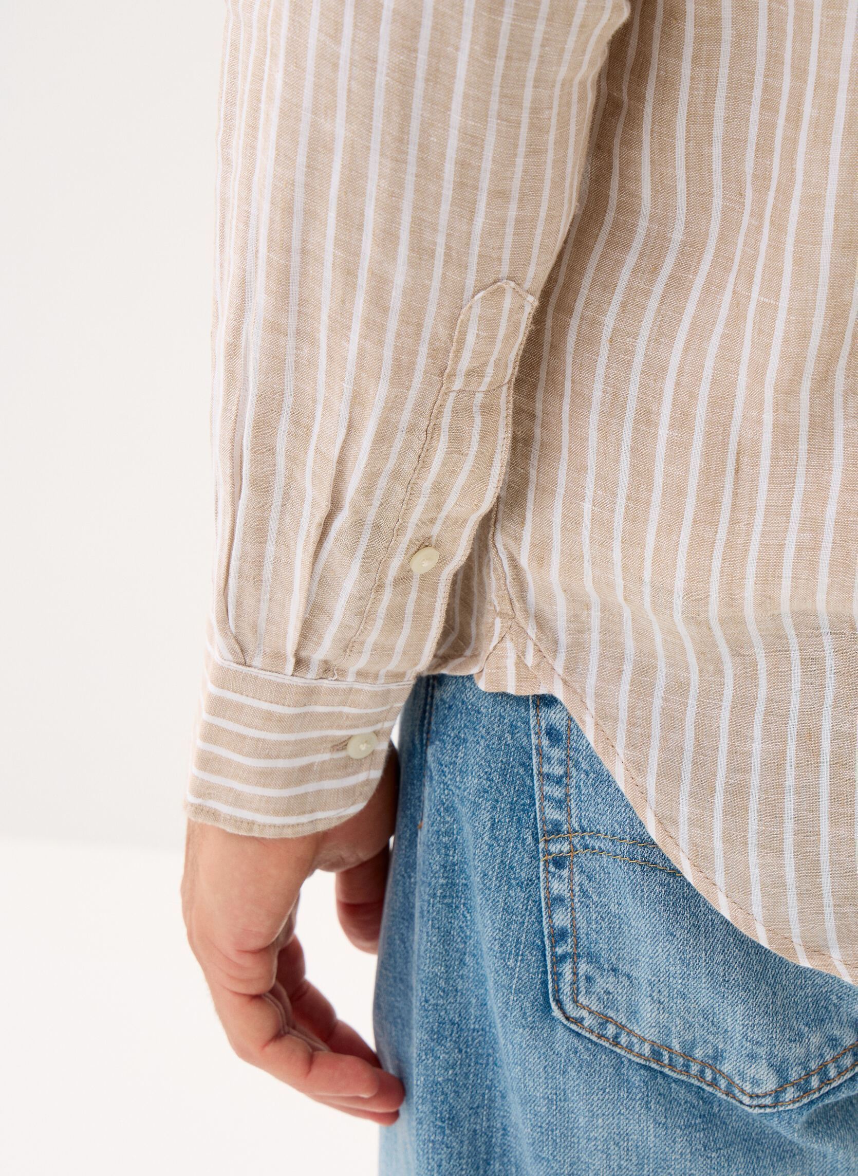 Hemden Linen Bengal Stripe herren beige Tommy Hilfiger Hemden Linen Bengal Stripe herren beige SANDALWOOD / STRIPE