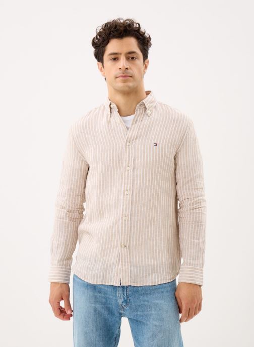 Tommy Hilfiger Hemden Linen Bengal Stripe heren beige