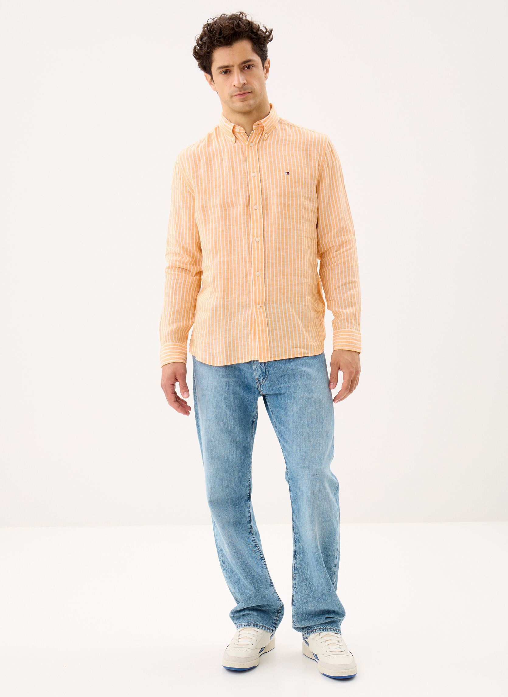 Chemises Linen Bengal Stripe homme orange Tommy Hilfiger Chemises Linen Bengal Stripe homme orange ORANGE FLASH / STRIPE