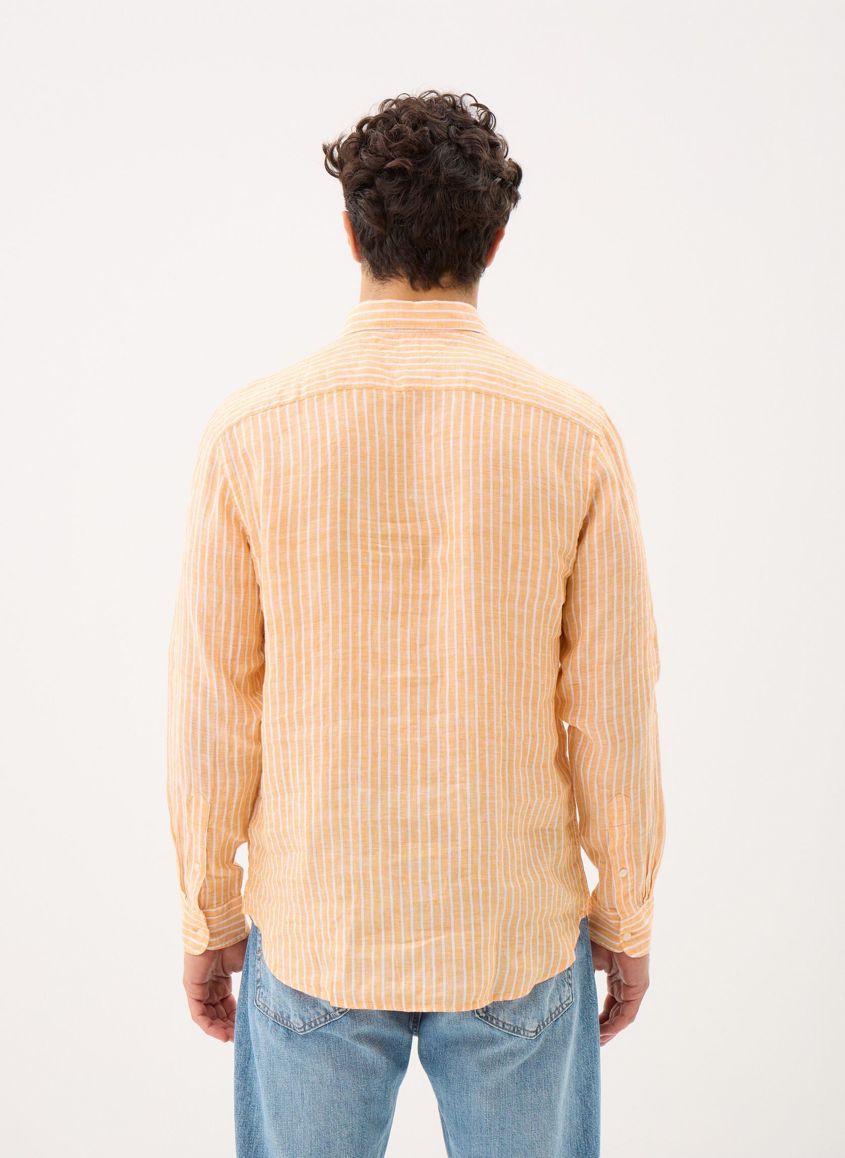 Chemises Linen Bengal Stripe homme orange Tommy Hilfiger Chemises Linen Bengal Stripe homme orange ORANGE FLASH / STRIPE