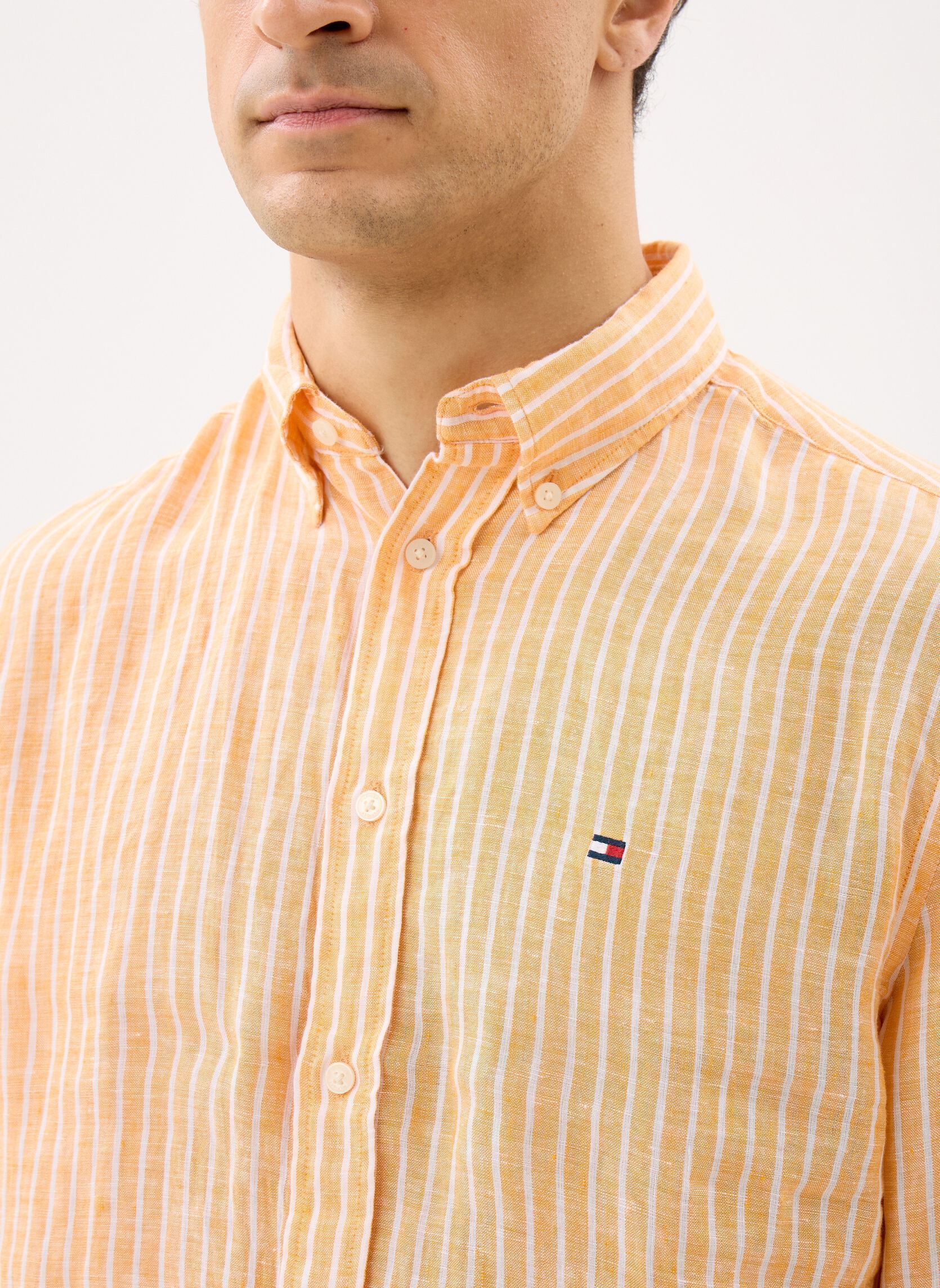 Chemises Linen Bengal Stripe homme orange Tommy Hilfiger Chemises Linen Bengal Stripe homme orange ORANGE FLASH / STRIPE