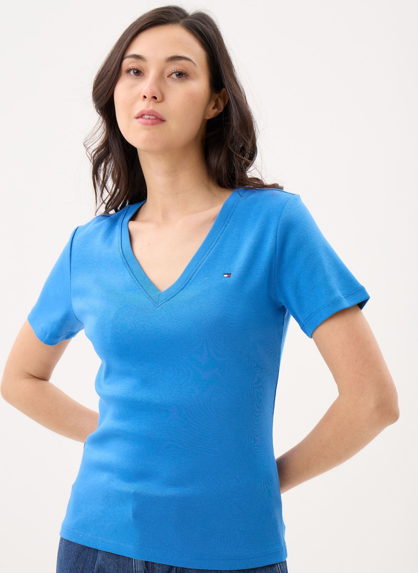 Vêtements Tommy Hilfiger Slim Cody V Nk Ss WW0WW40584TOL pour - vue 1