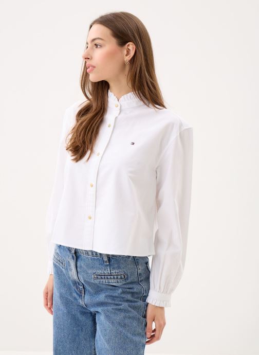 Tommy Hilfiger Blouses met lange mouwen Oxford Crop Ruffle L dames wit