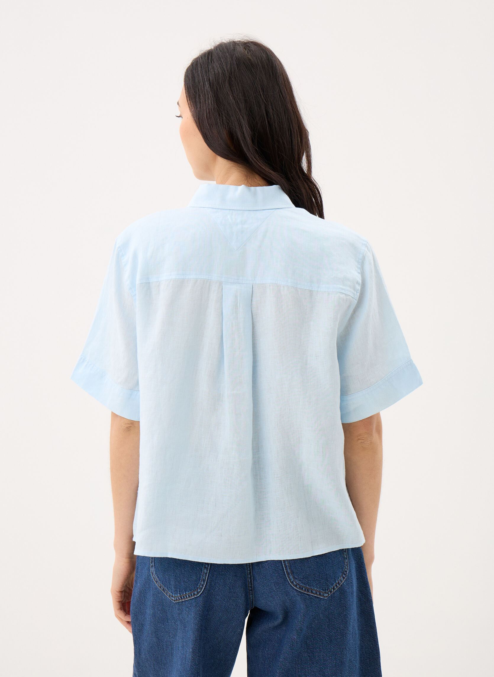 Chemises manches courtes Ess Linen Ss Shirt femme bleu Tommy Hilfiger Chemises manches courtes Ess Linen Ss Shirt femme bleu KEEPSAKE BLUE