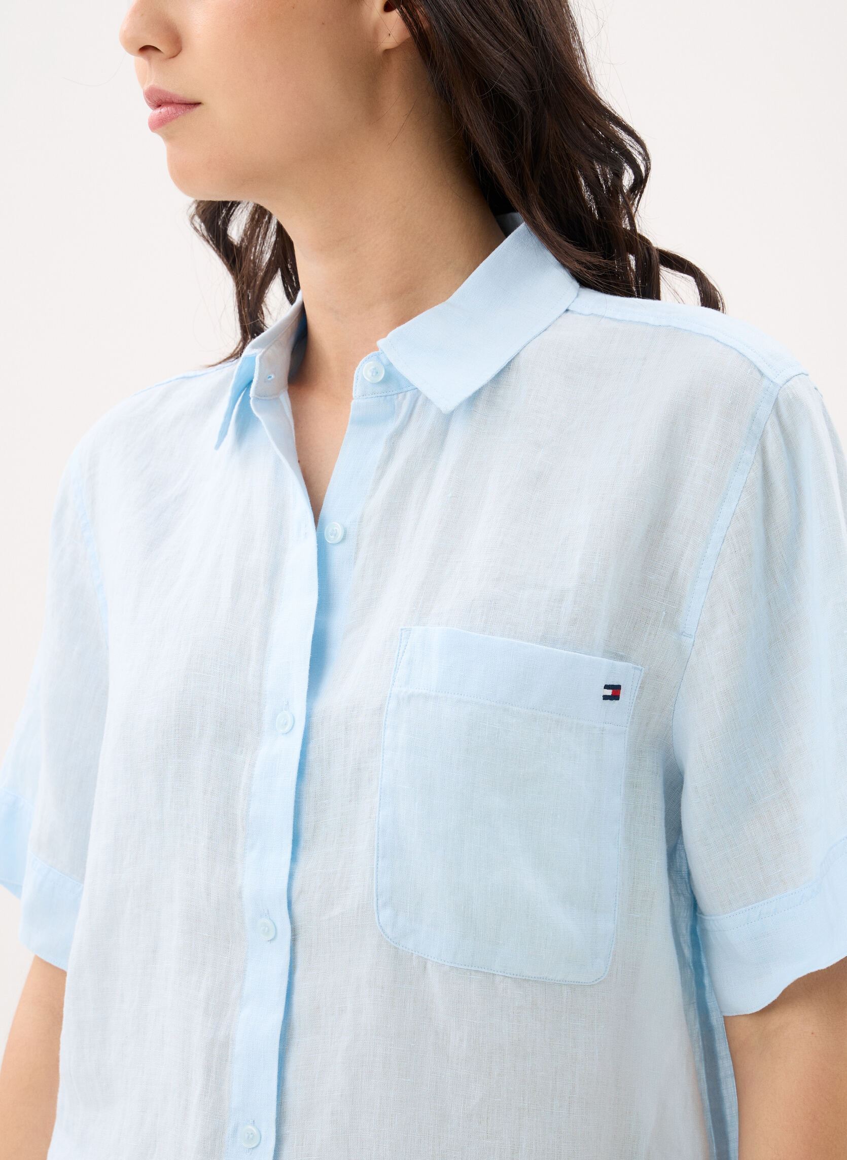 Chemises manches courtes Ess Linen Ss Shirt femme bleu Tommy Hilfiger Chemises manches courtes Ess Linen Ss Shirt femme bleu KEEPSAKE BLUE