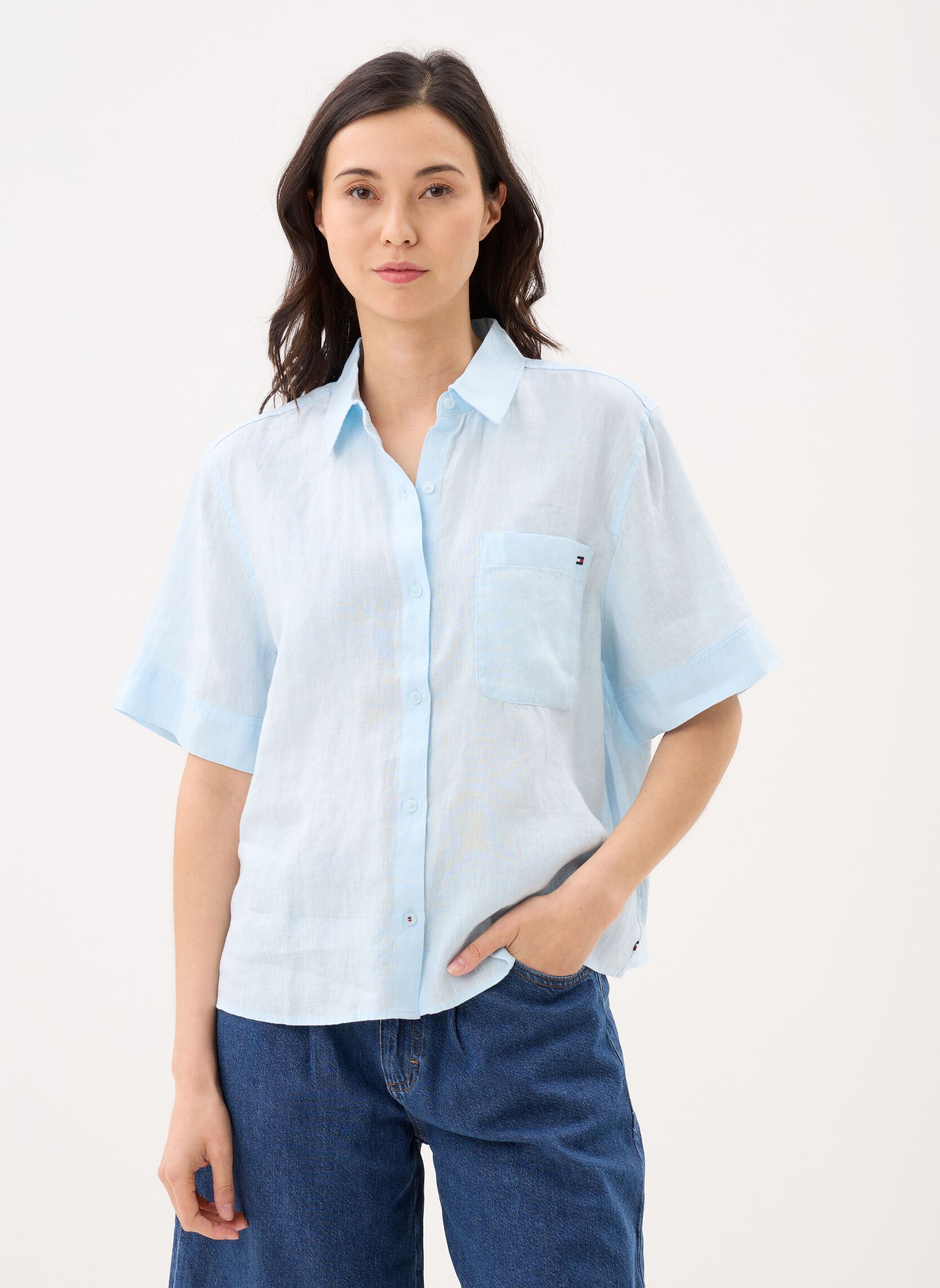 Vêtements Tommy Hilfiger Ess Linen Ss Shirt pour