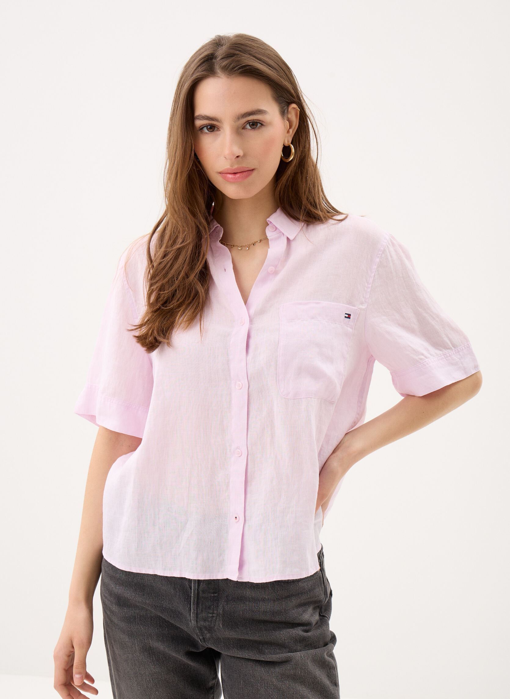 Vêtements Tommy Hilfiger Ess Linen Ss Shirt pour