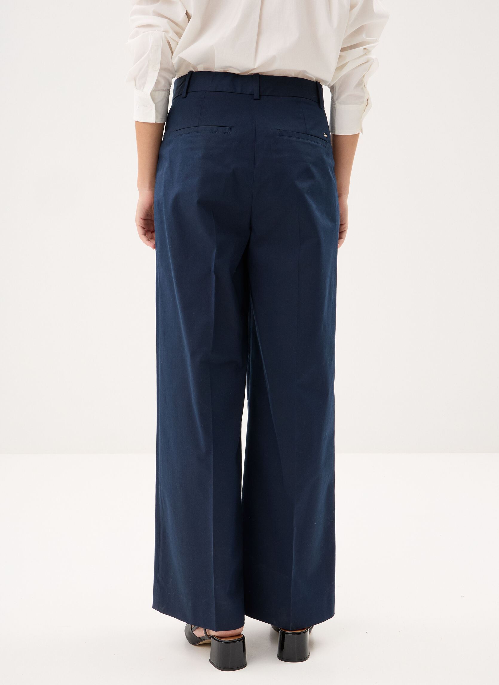 Wijde broeken Preppy Cotton Wide L dames blauw Tommy Hilfiger Wijde broeken Preppy Cotton Wide L dames blauw DARK NIGHT NAVY