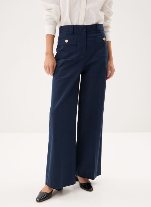 Tommy Hilfiger Pantalons larges Preppy Cotton Wide L femme bleu