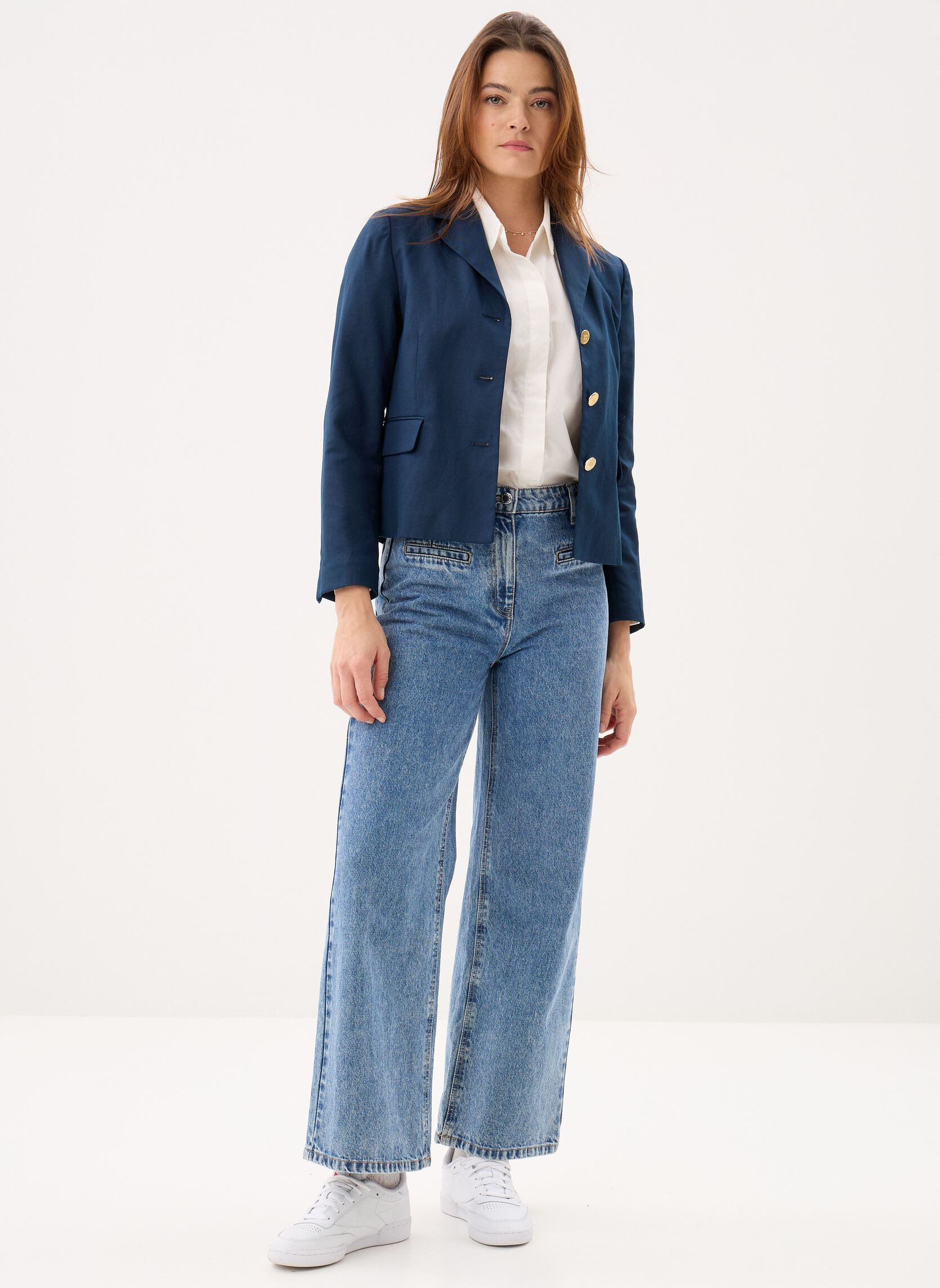 Vestes de blazer Linen Blend Slim Bla femme bleu Tommy Hilfiger Vestes de blazer Linen Blend Slim Bla femme bleu DARK NIGHT NAVY