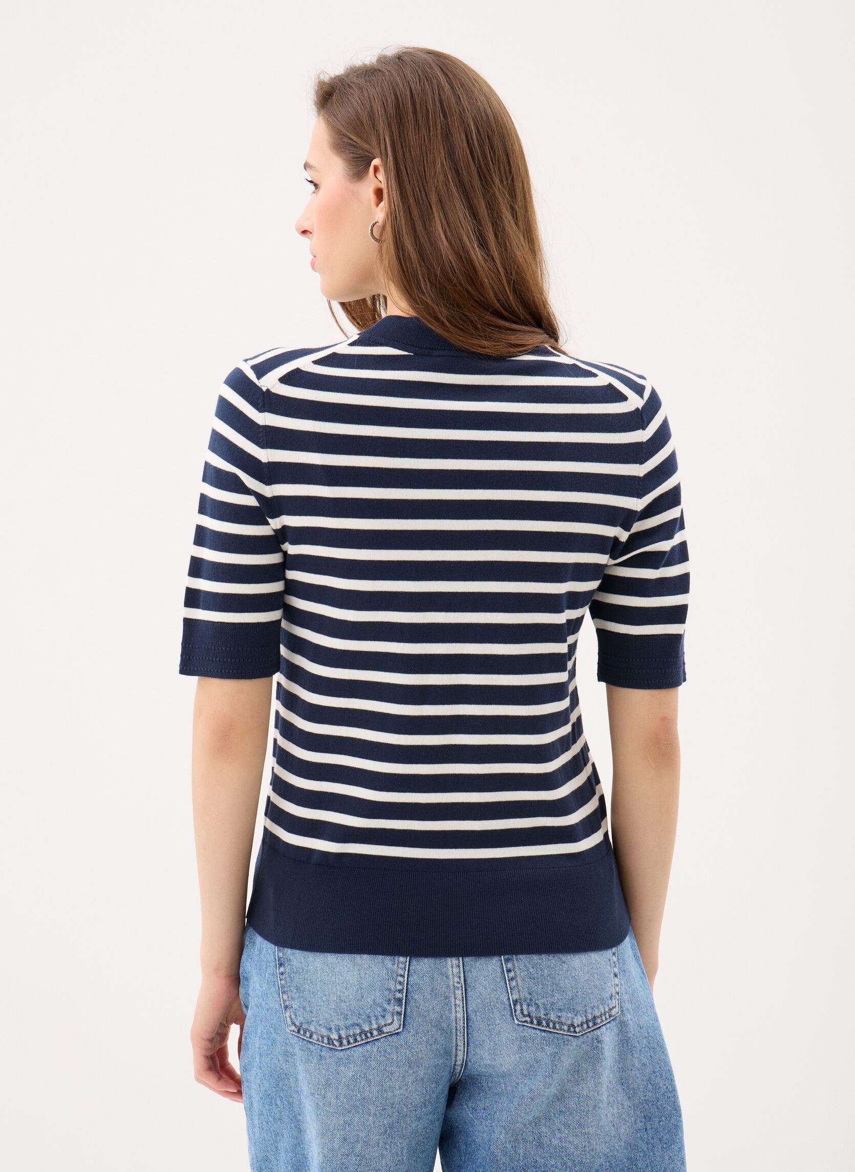 Pullover Co Jersey Fine Gg C WW0WW49705 damen blau Tommy Hilfiger Pullover Co Jersey Fine Gg C WW0WW49705 damen blau DARK NIGHT NAVY/IVORY PETAL ST