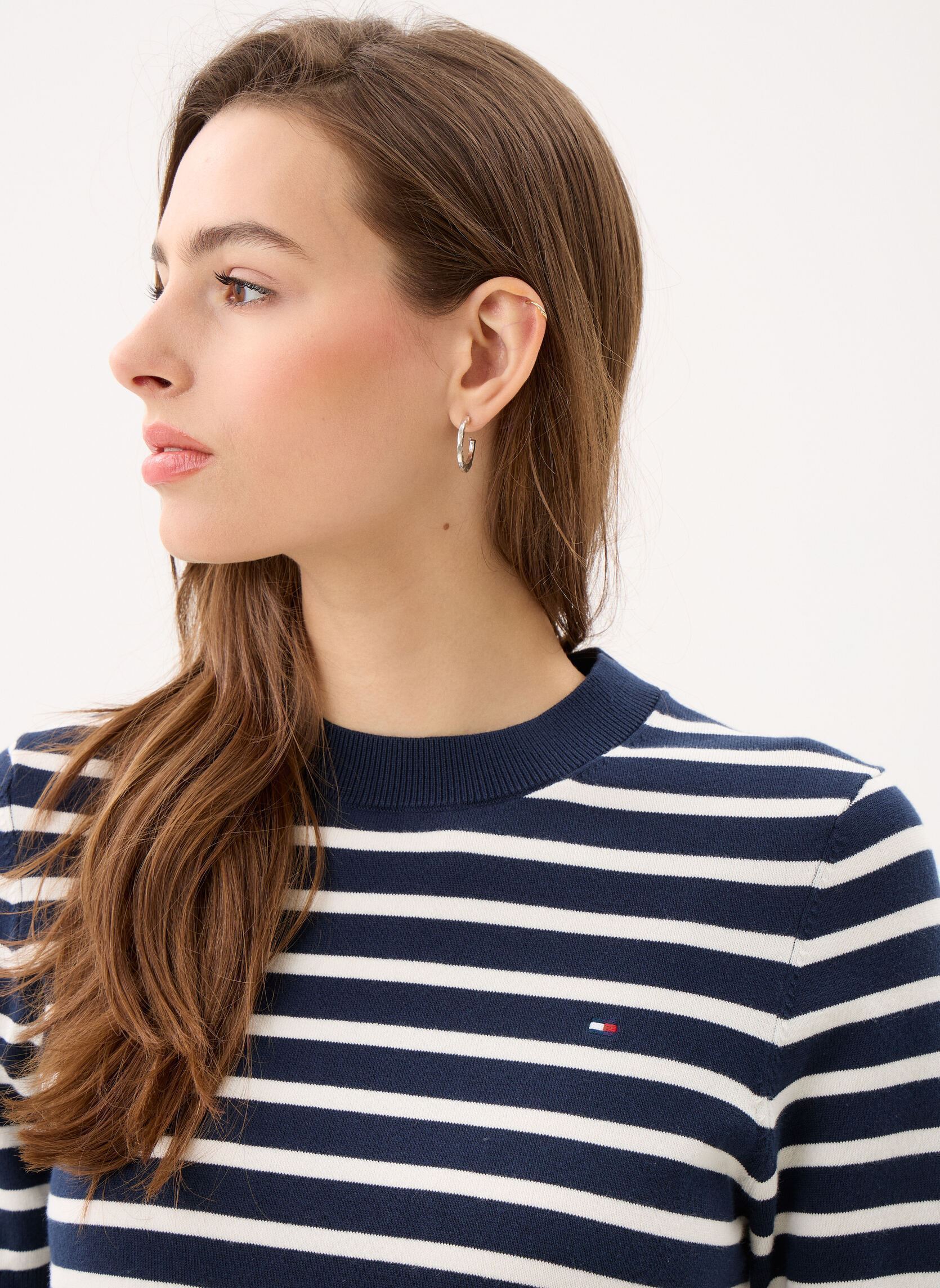 Pullover Co Jersey Fine Gg C WW0WW49705 damen blau Tommy Hilfiger Pullover Co Jersey Fine Gg C WW0WW49705 damen blau DARK NIGHT NAVY/IVORY PETAL ST