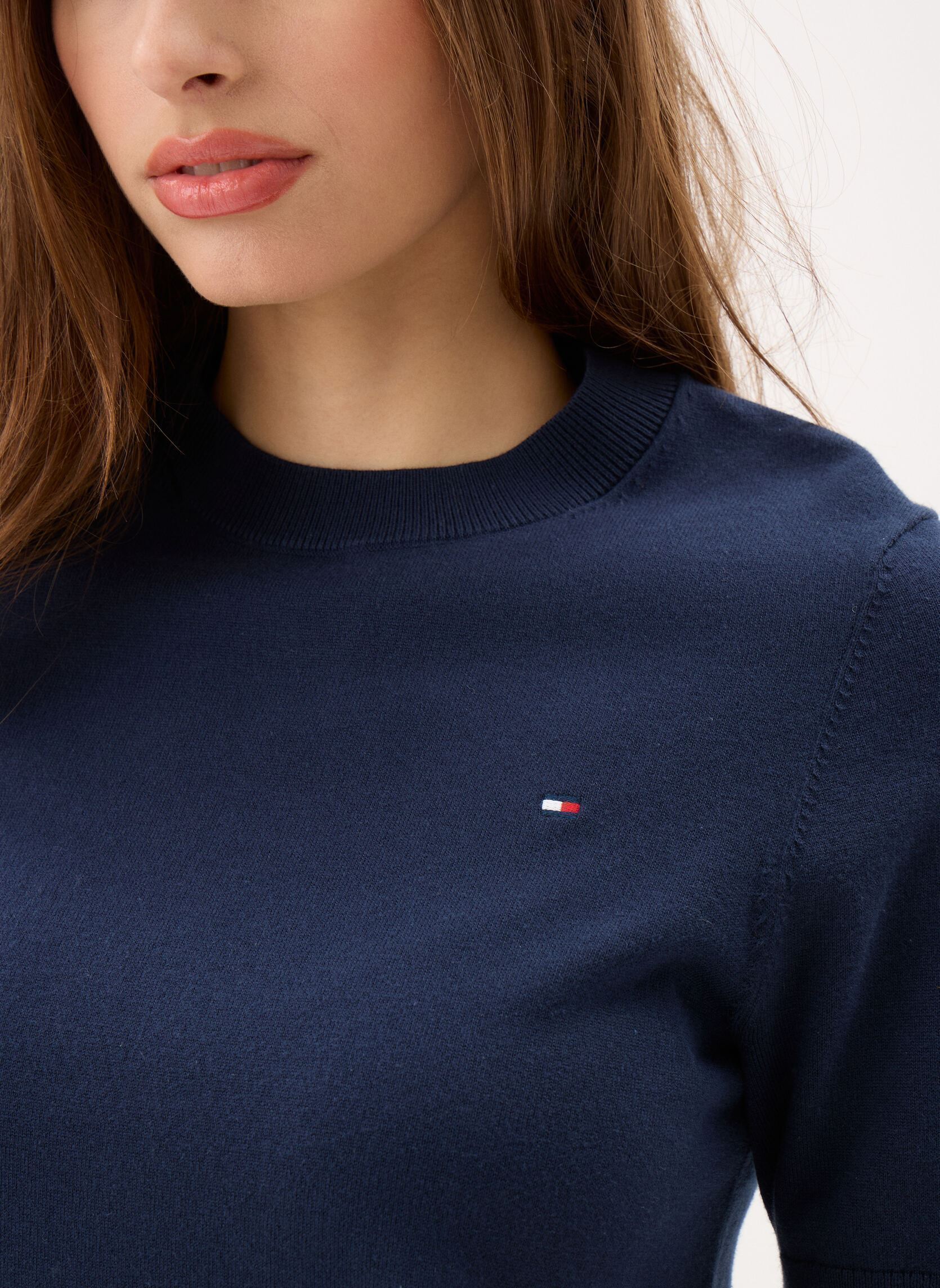 Pulls Co Jersey Fine Gg C WW0WW49705 femme bleu Tommy Hilfiger Pulls Co Jersey Fine Gg C WW0WW49705 femme bleu DARK NIGHT NAVY