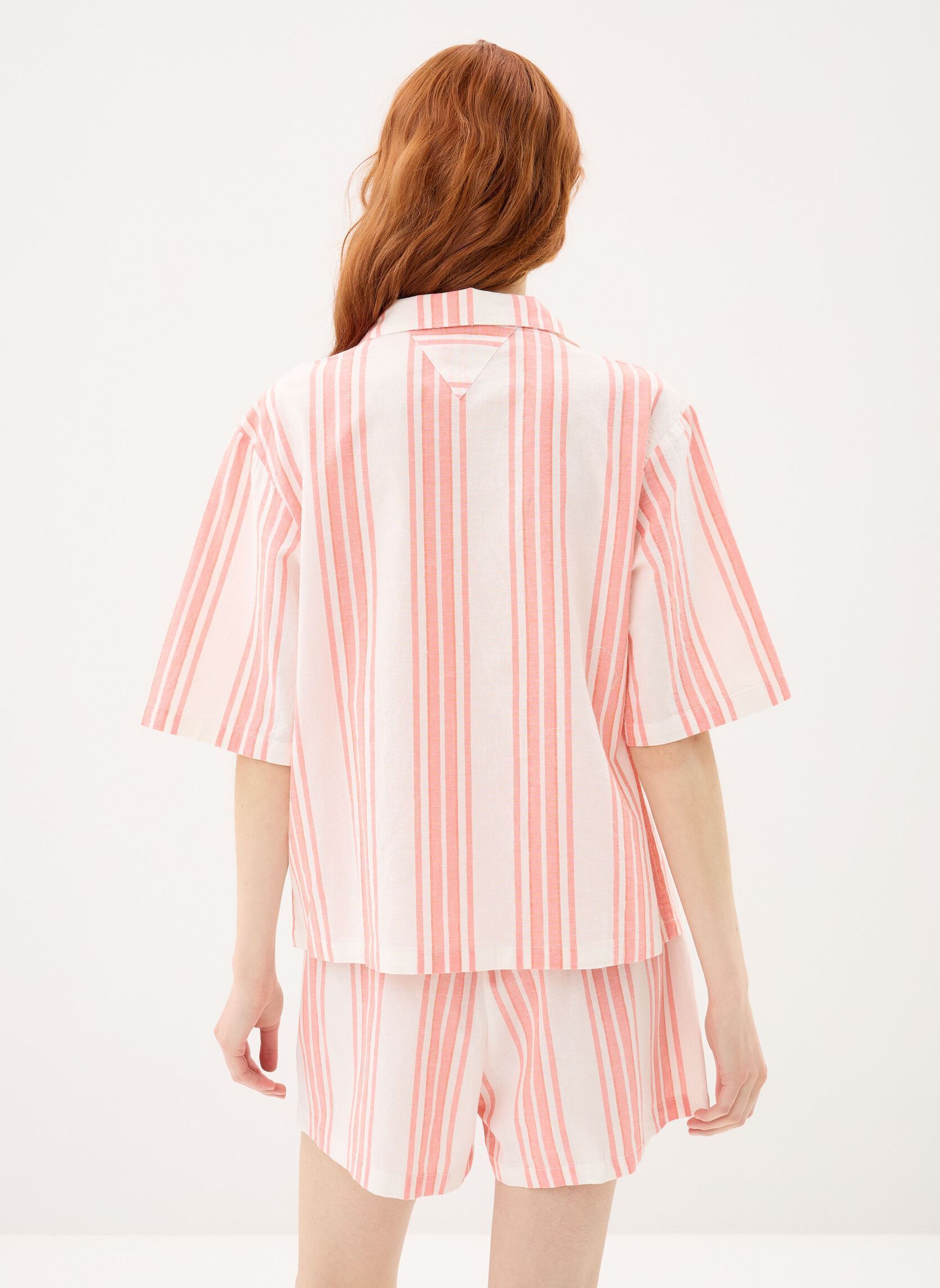 Kleidung Ss Shirt Linen Pj Sh damen orange Tommy Hilfiger Kleidung Ss Shirt Linen Pj Sh damen orange TENNIS COURT STRIPE PEACH