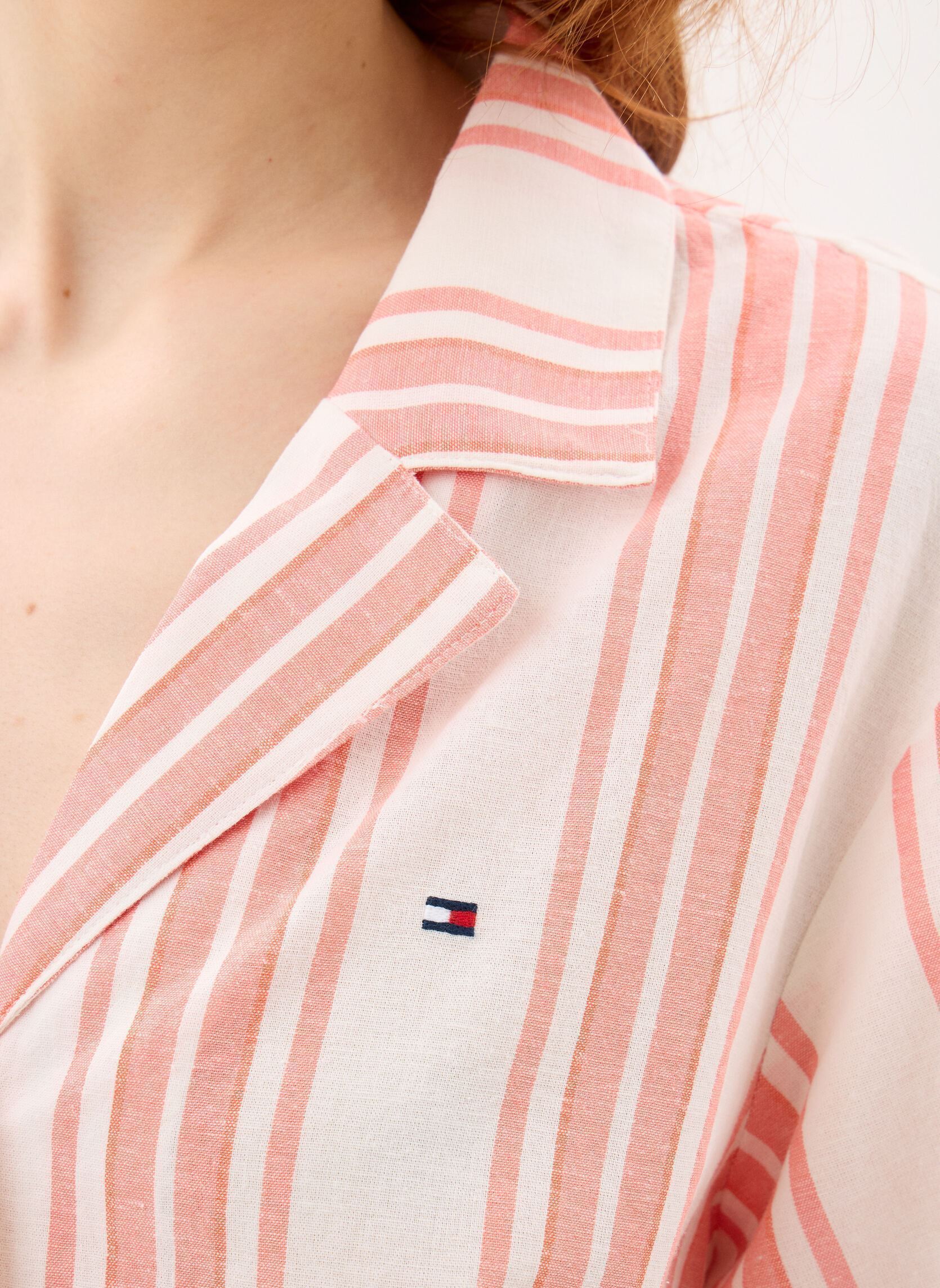 Kleidung Ss Shirt Linen Pj Sh damen orange Tommy Hilfiger Kleidung Ss Shirt Linen Pj Sh damen orange TENNIS COURT STRIPE PEACH
