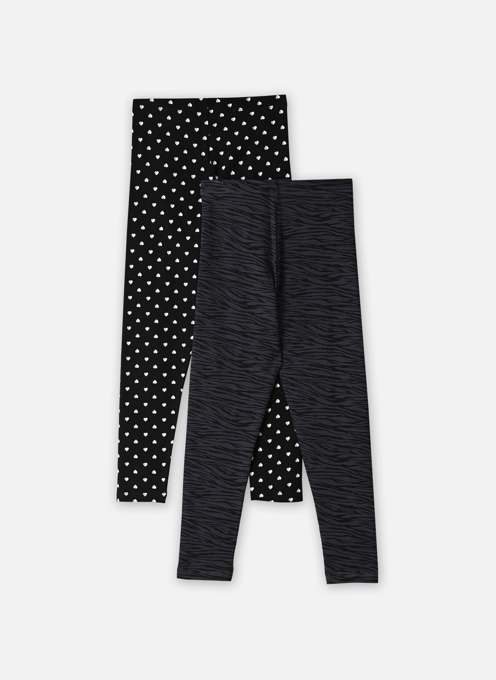 Leggings LOTLEGGINGIMP2 fille noir MADE BY Leggings LOTLEGGINGIMP2 fille noir COEUR BICOLORE_NOIR + ZEBRE_AN