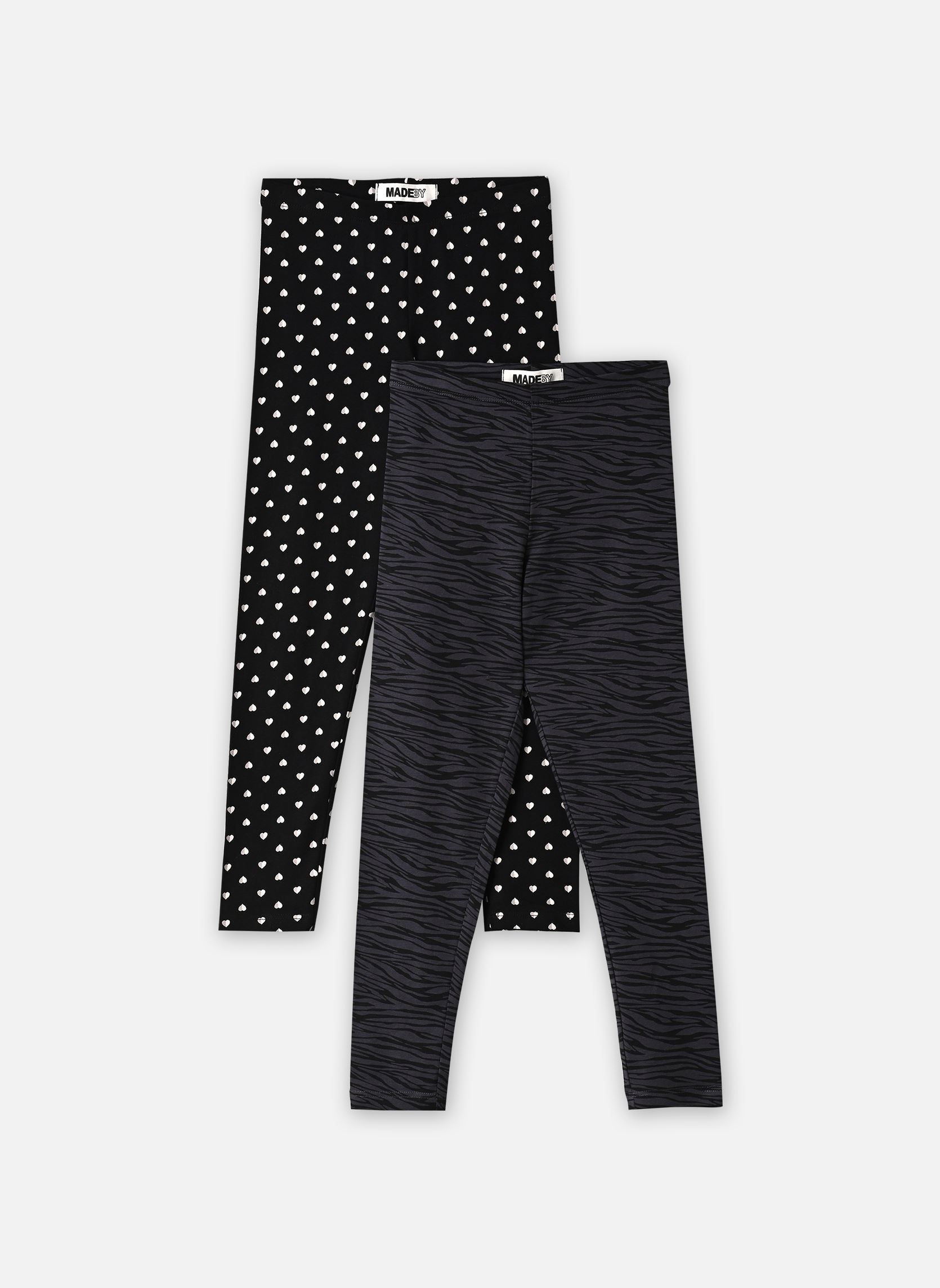Leggings LOTLEGGINGIMP2 fille noir MADE BY Leggings LOTLEGGINGIMP2 fille noir COEUR BICOLORE_NOIR + ZEBRE_AN
