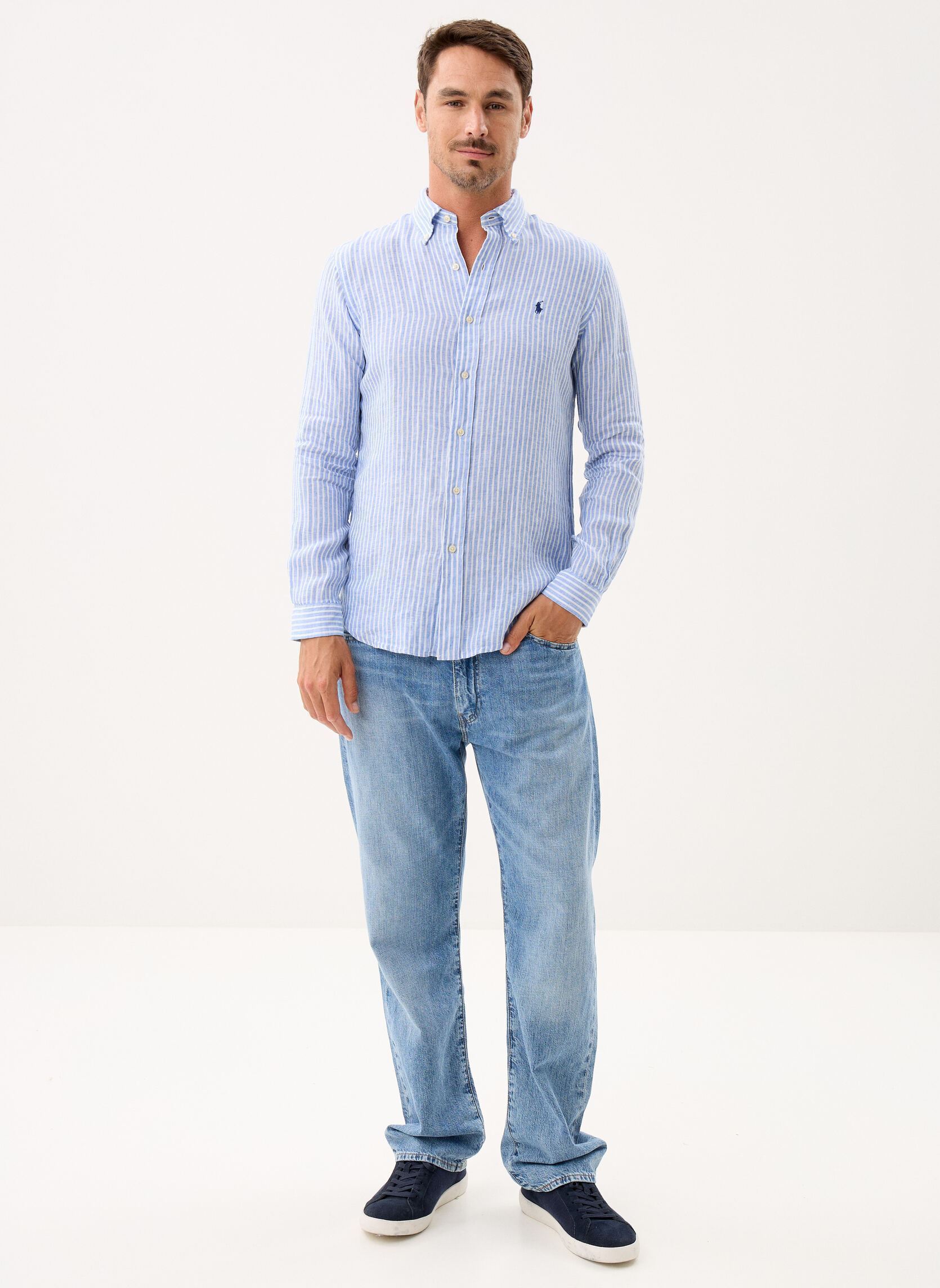 Hemden Chemise rayée Custom Fit en lin herren blau Polo Ralph Lauren Hemden Chemise rayée Custom Fit en lin herren blau 5137A BLUE/WHITE