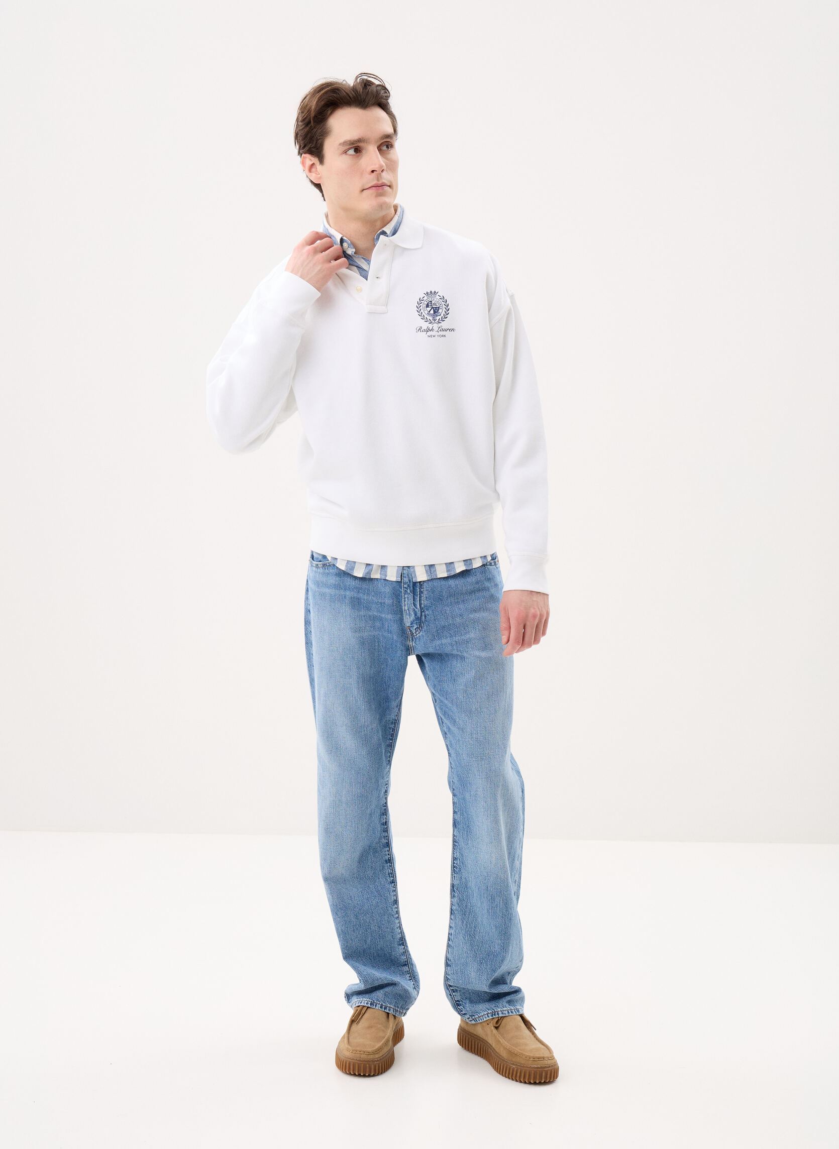 Pulls Sweat Relaxed Fit en molleton graphique homme blanc Polo Ralph Lauren Pulls Sweat Relaxed Fit en molleton graphique homme blanc WHITE